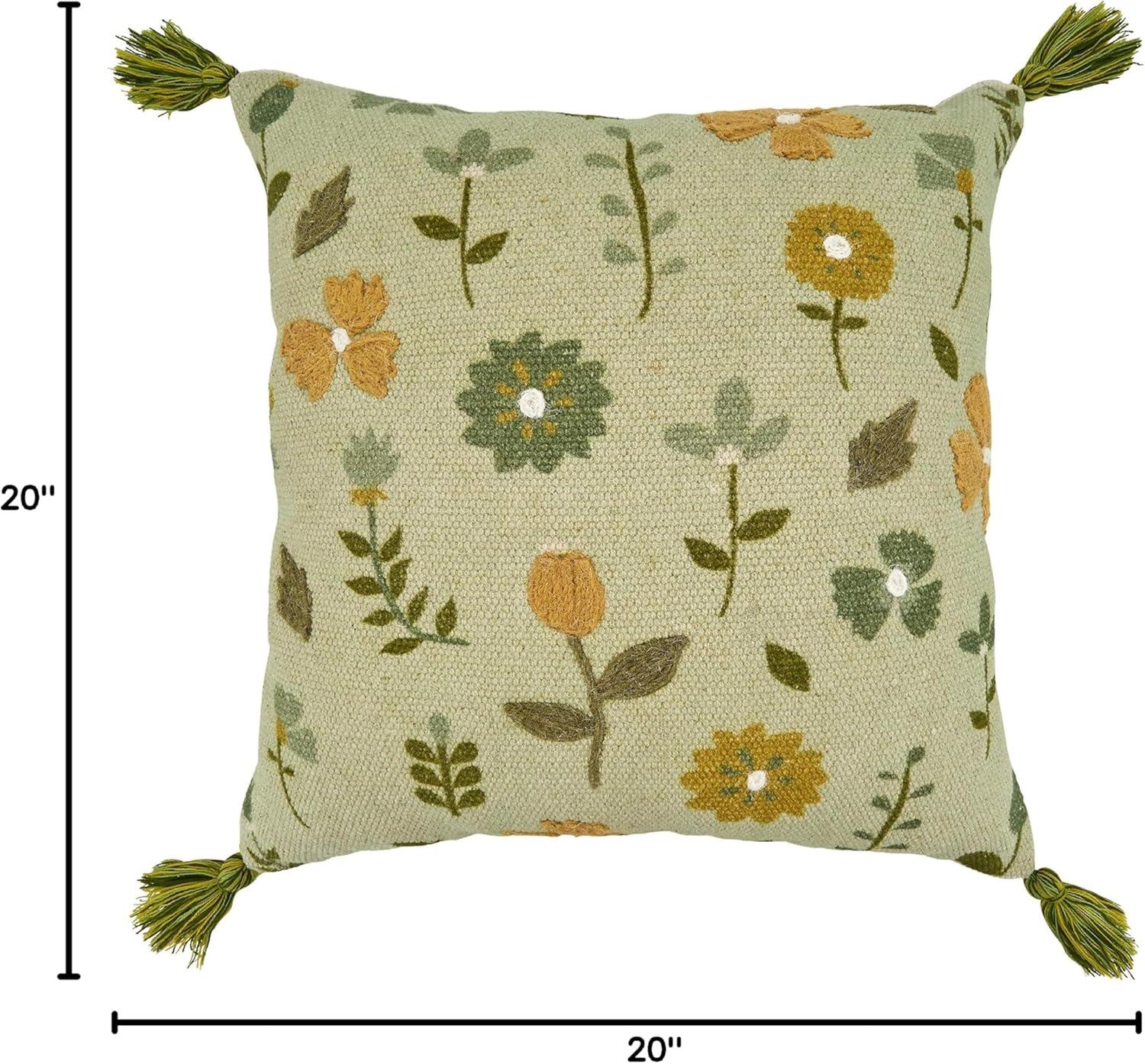 Saro Lifestyle Saro Lifestyle Floral Design Embroidered Pillow Cover