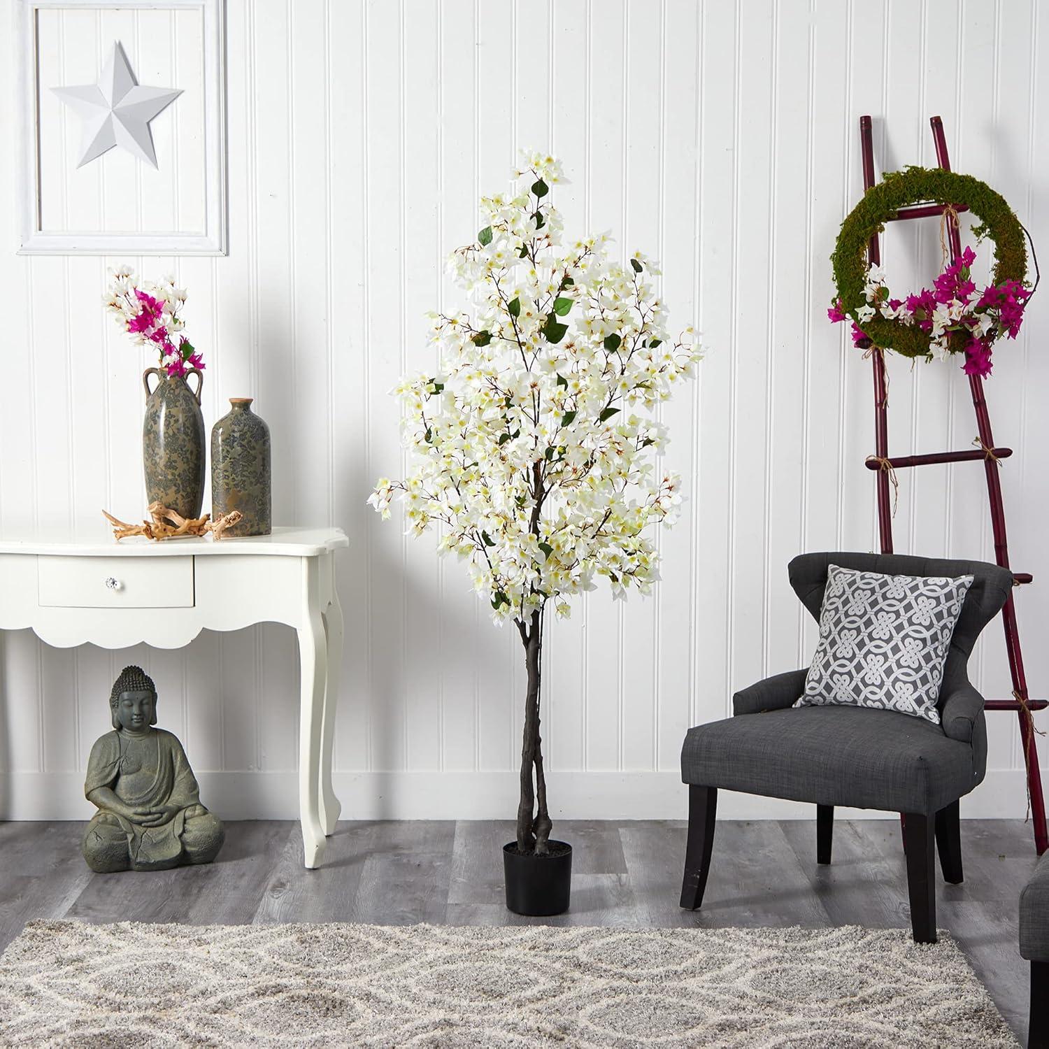 Faux Flowering Tree in Planter