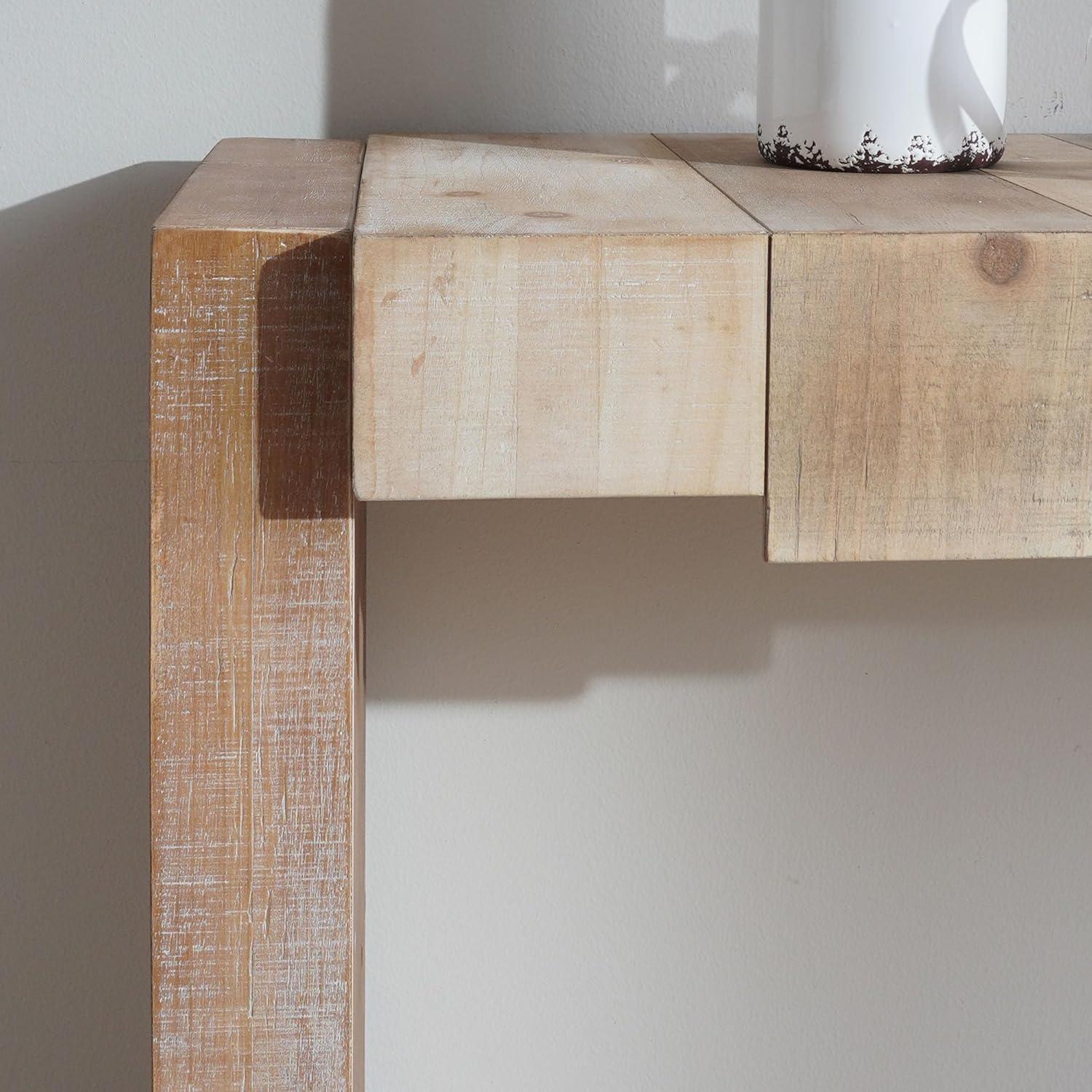 71" Rustic Wooden Console Table with Step-Block Design, Mid Century Modern Sofa Table Behind Couch, Farmhouse Wood Entryway Table for Living Room, Entrance