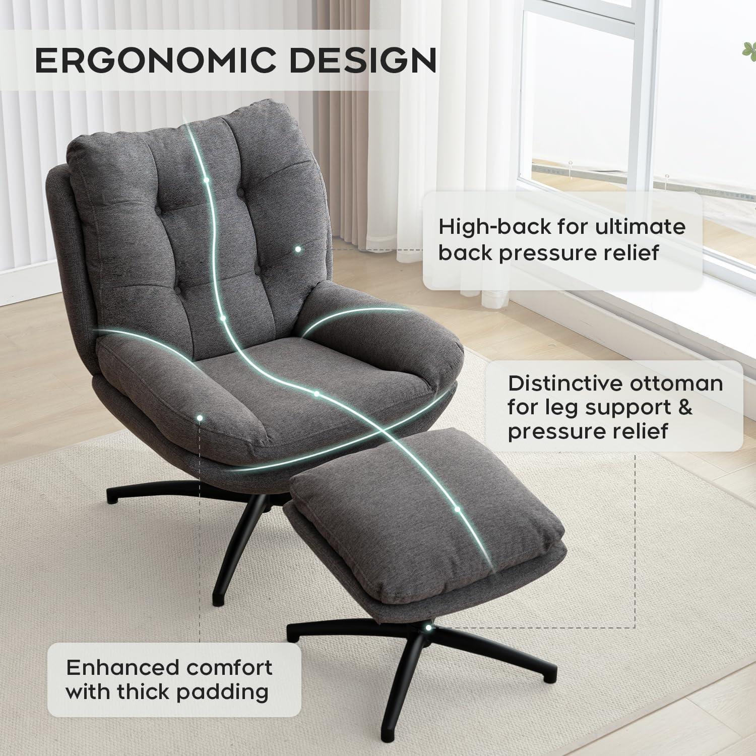 Othniel Green Swivel Accent Chair with Ottoman Rocker Glider Chairs Ottoman Footrest Set