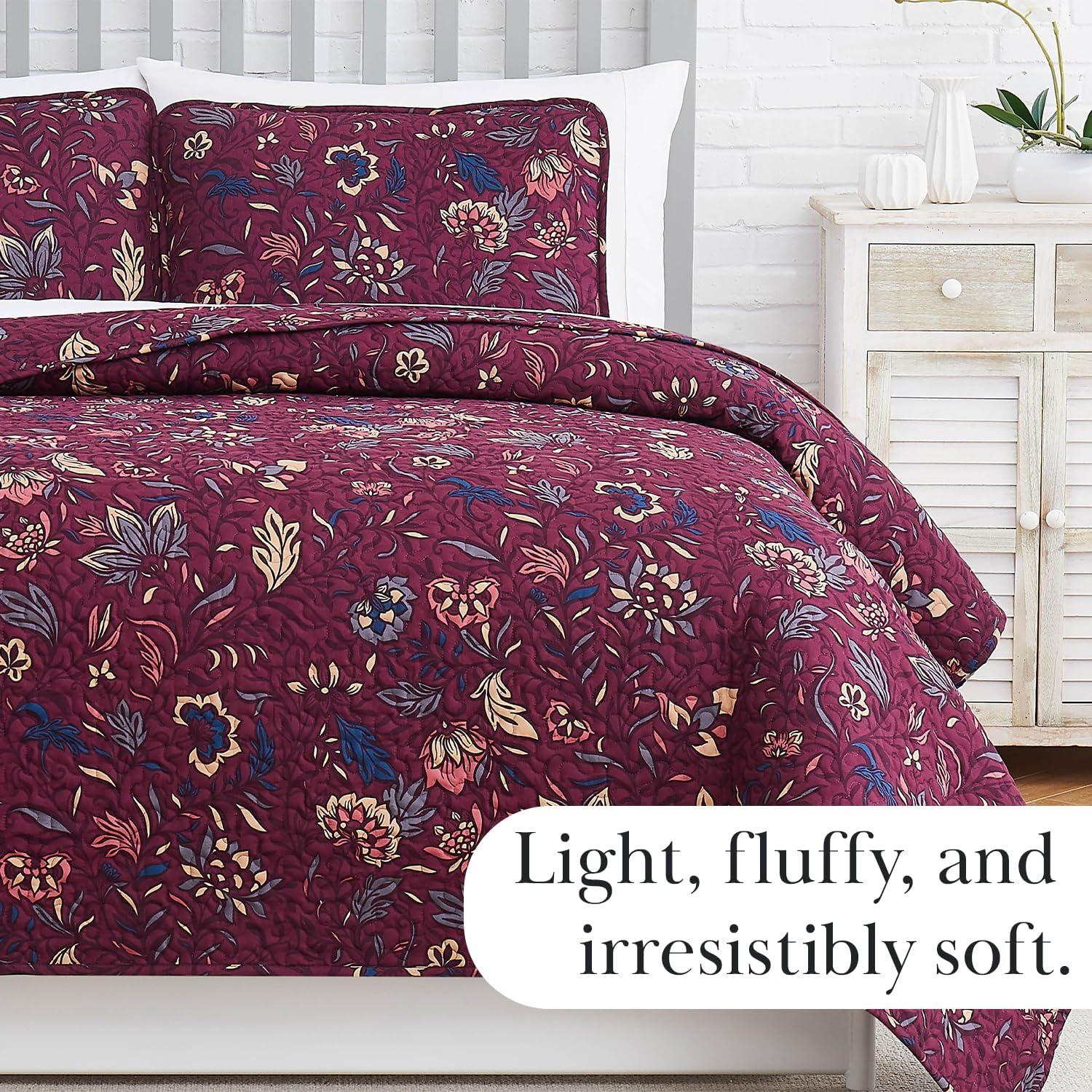 Southshore Fine Living Oversized Khari Lightweight 3-Piece Quilt Set Rust Full / Queen