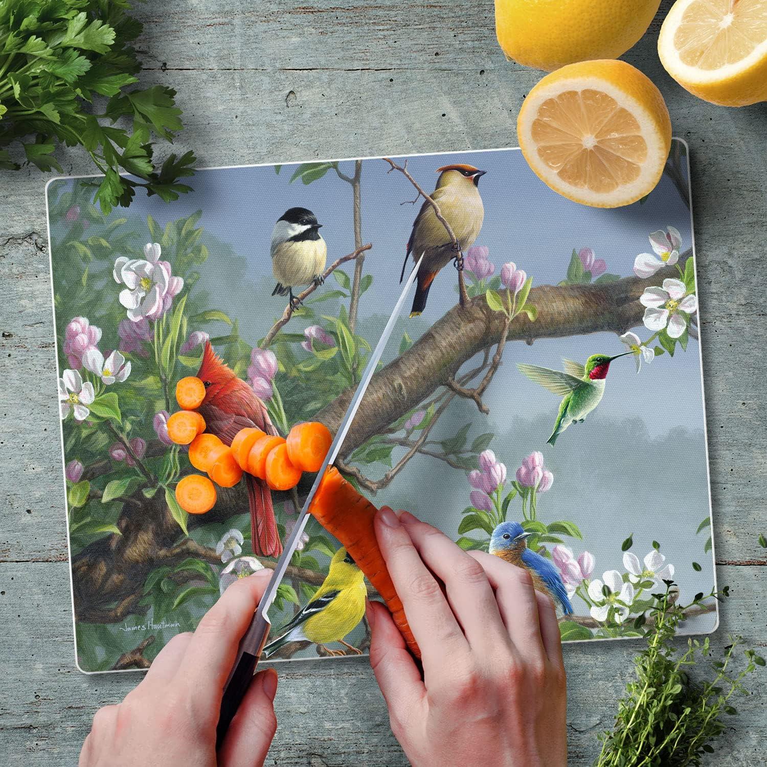 CounterArt Tempered Glass Beautiful Songbirds Saver Cutting Board