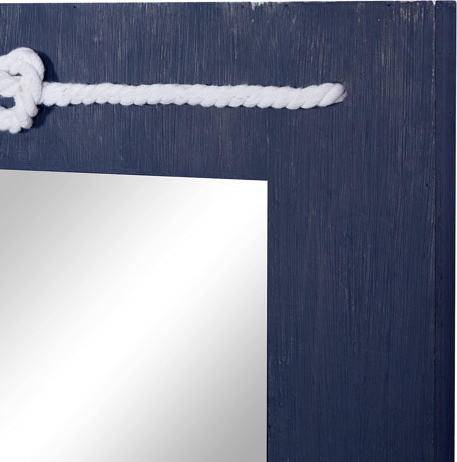 DecMode 23" x 31" Blue Wall Mirror with Knotted Rope