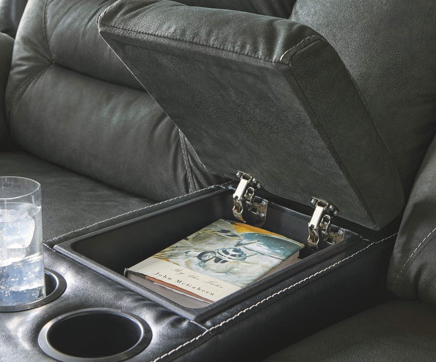 Signature Design by Ashley Earhart Reclining Loveseat with Console in Slate