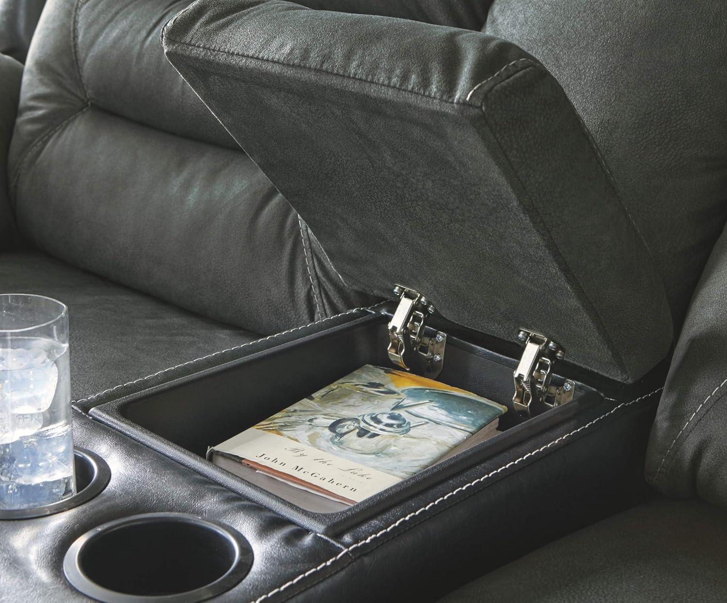 Signature Design by Ashley Earhart Reclining Loveseat with Console in Slate