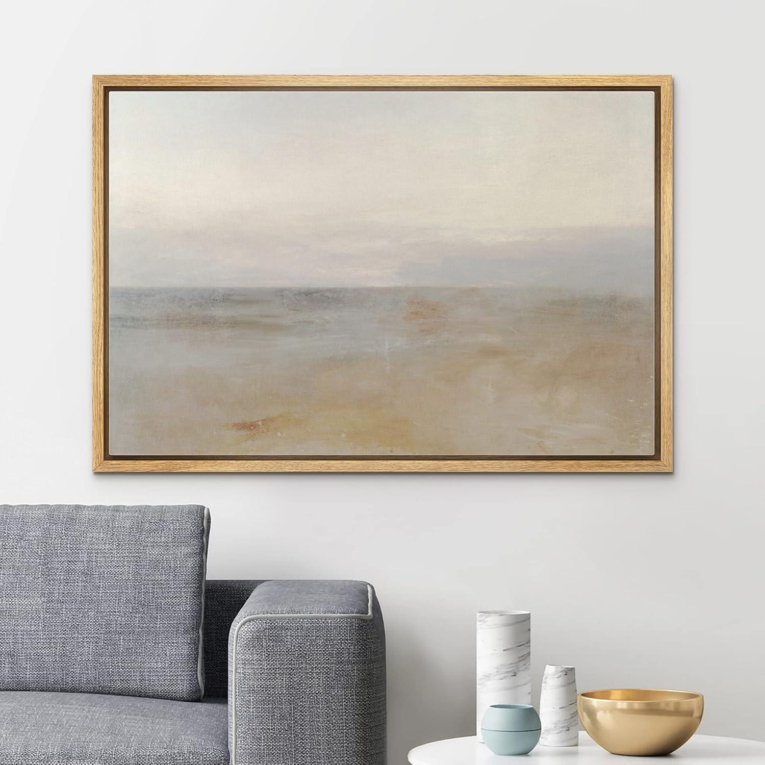 " SIGNLEADER Framed Canvas Print Wall Art Pastel Watercolor Brown Sky Landscape Abstract Shapes Illustrations Modern Art Decorative Minimal Relax/Calm For Living Room, Bedroom, Office "