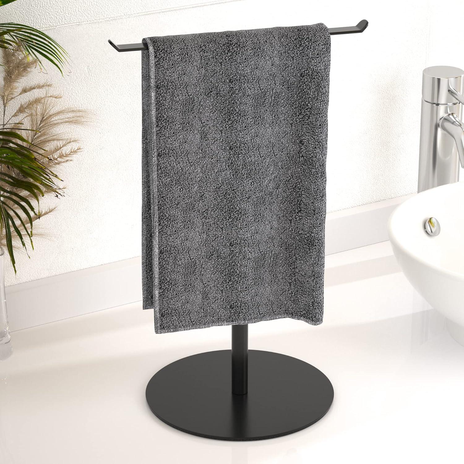 Hand Towel Holder For Bathroom, T-Shape Towel Rack Free-Standing, Highweight Base Bathroom Towel Rack, Stainless Steel Hand Towel Stand, Bathroom Organizer Countertop