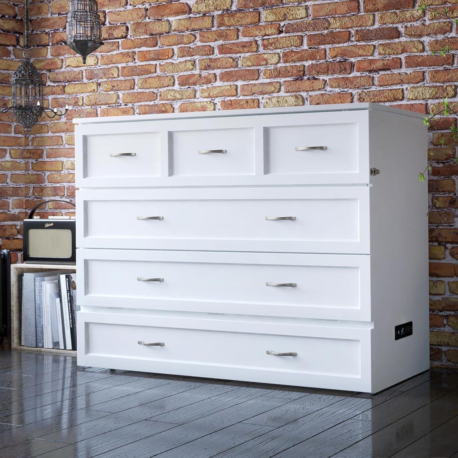 Full Deerfield Murphy Bed Chest USB Turbo Charger White - AFI