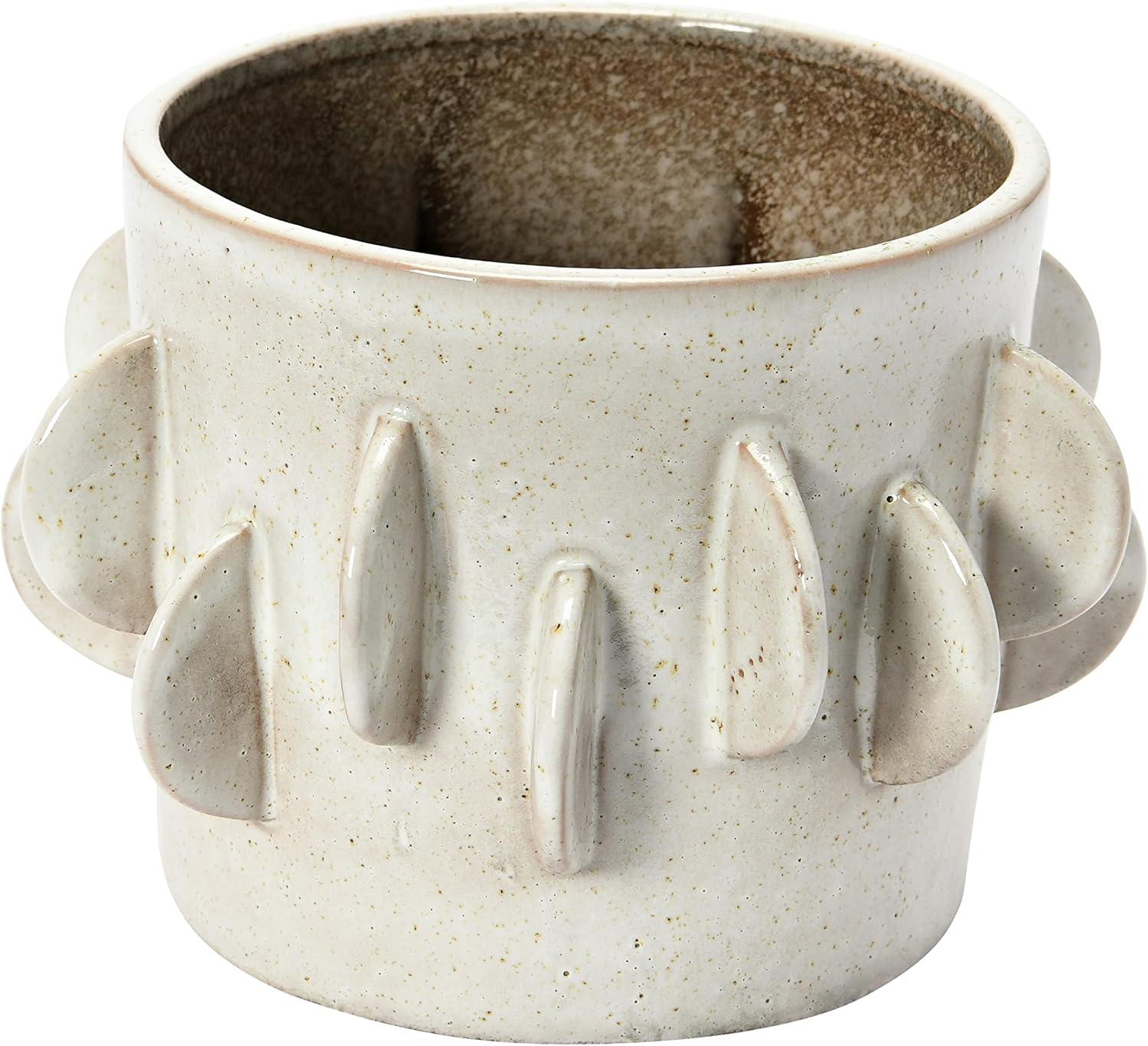 Bloomingville Handmade Stoneware Planter with Reactive Glaze and Antique Finish, White