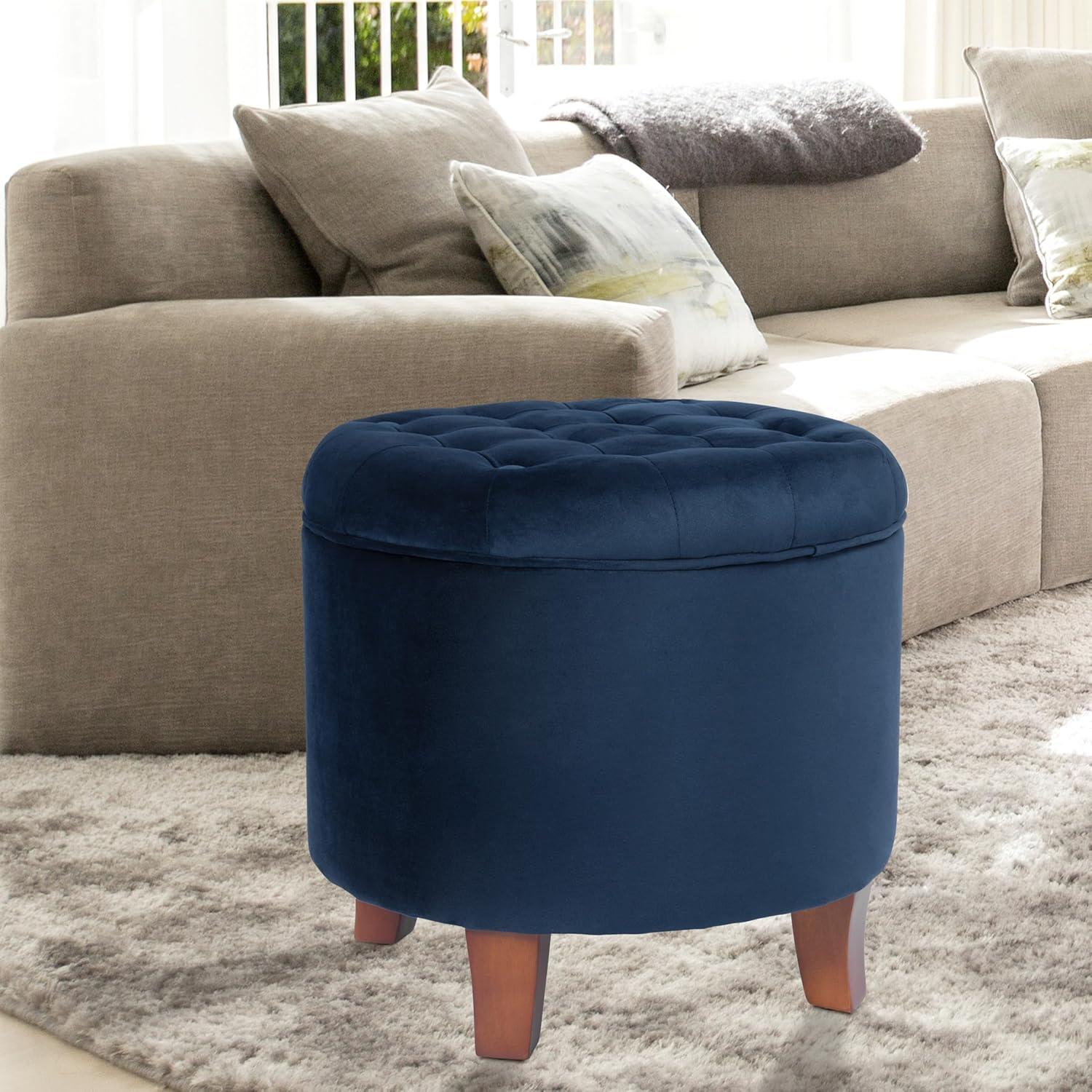 Large Round Button Tufted Storage Ottoman - HomePop