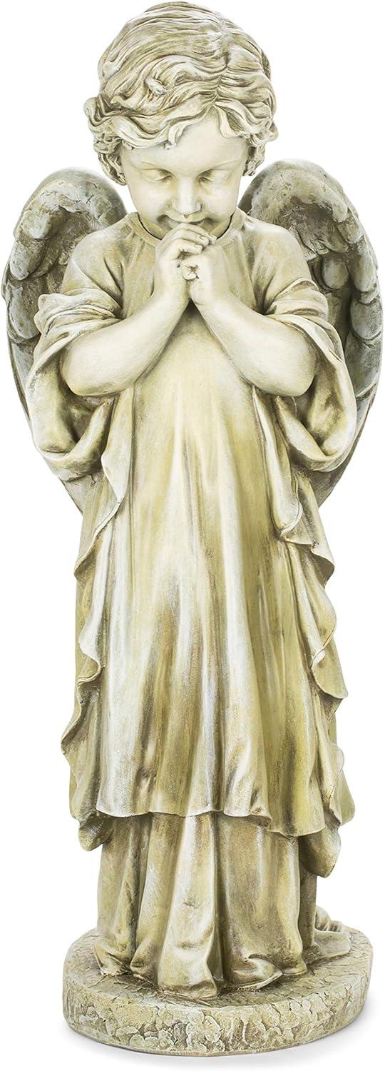 26" Distressed Gray Praying Angel Garden Statue