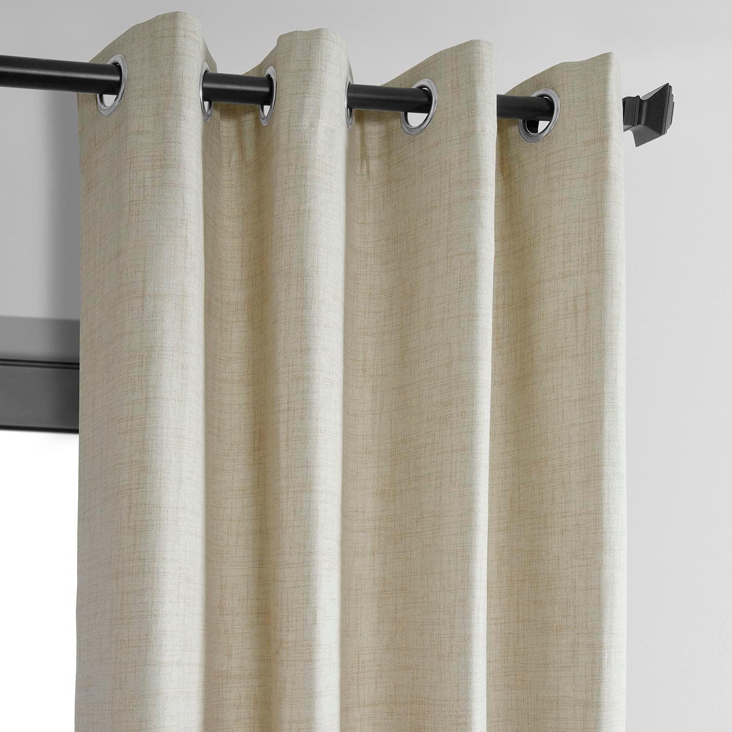 HPD Half Price Drapes Grommet Blackout Curtains for Bedroom Thermal Cross Linen 50 X 84 (1 Panel), FLCW-CBO192-84-GR, Natural Light Beige