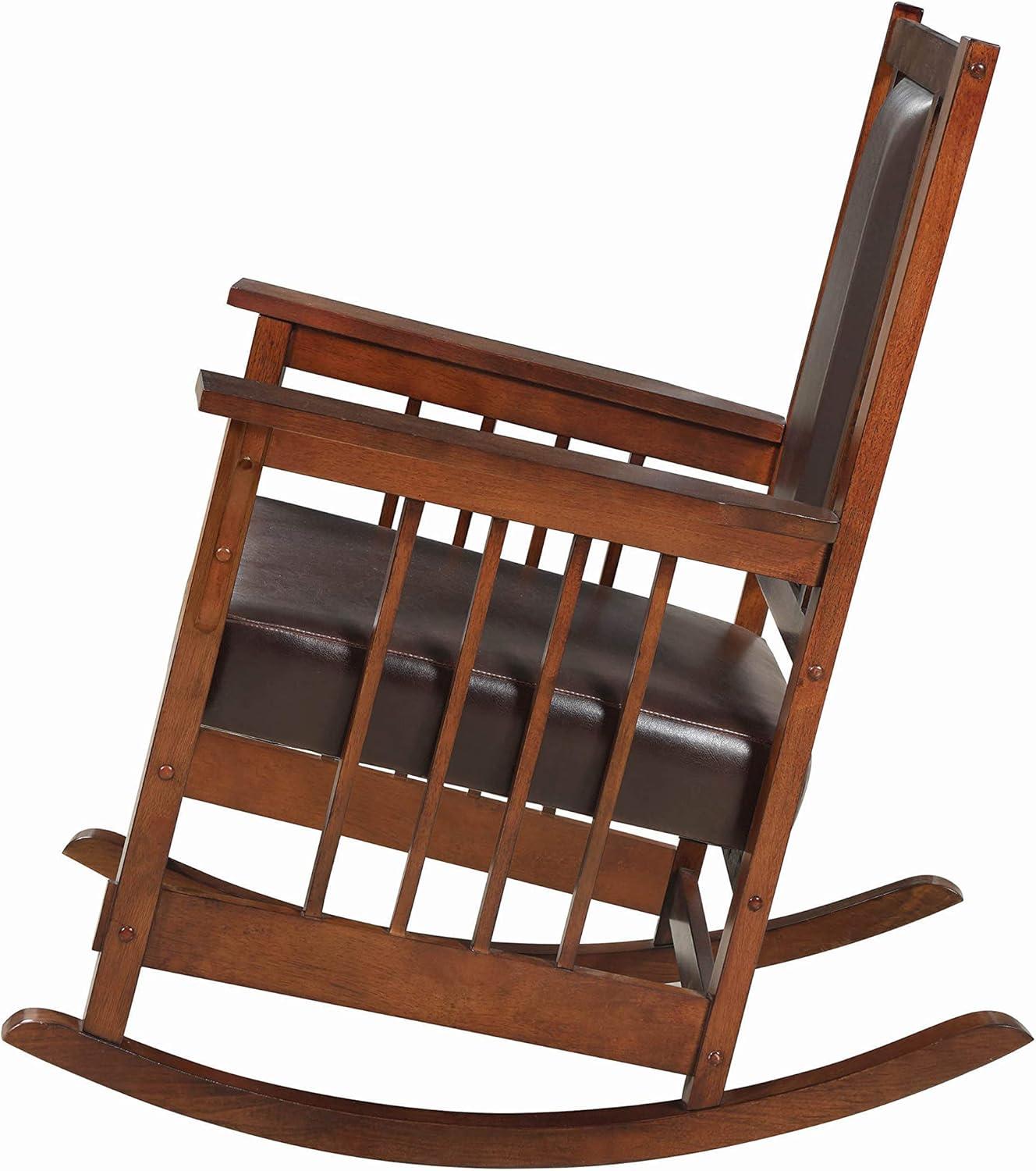 Coaster Ida Wood Upholstered Rocking Chair Tobacco and Dark Brown