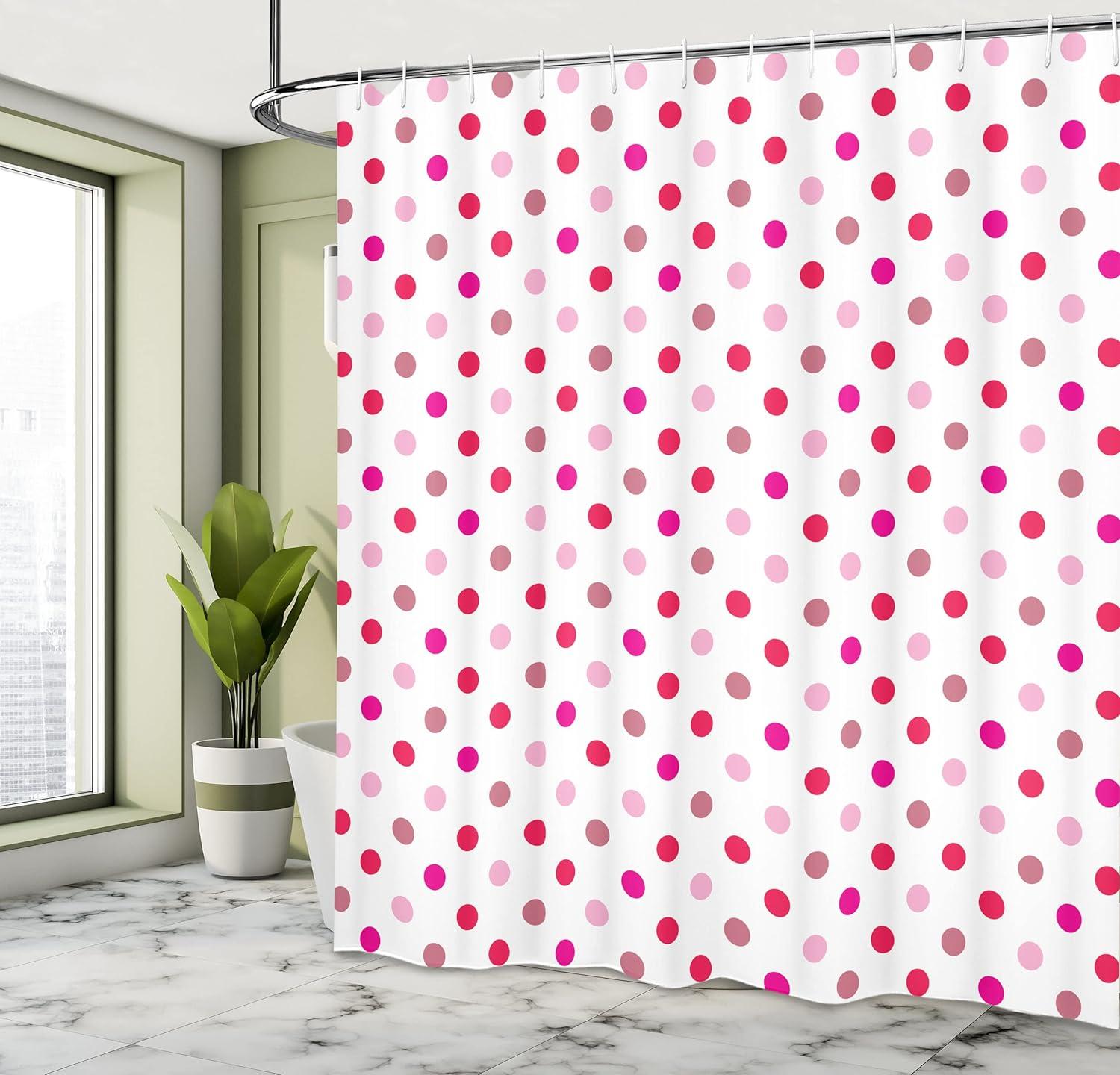 Polka Dots Shower Curtain with Hooks Included