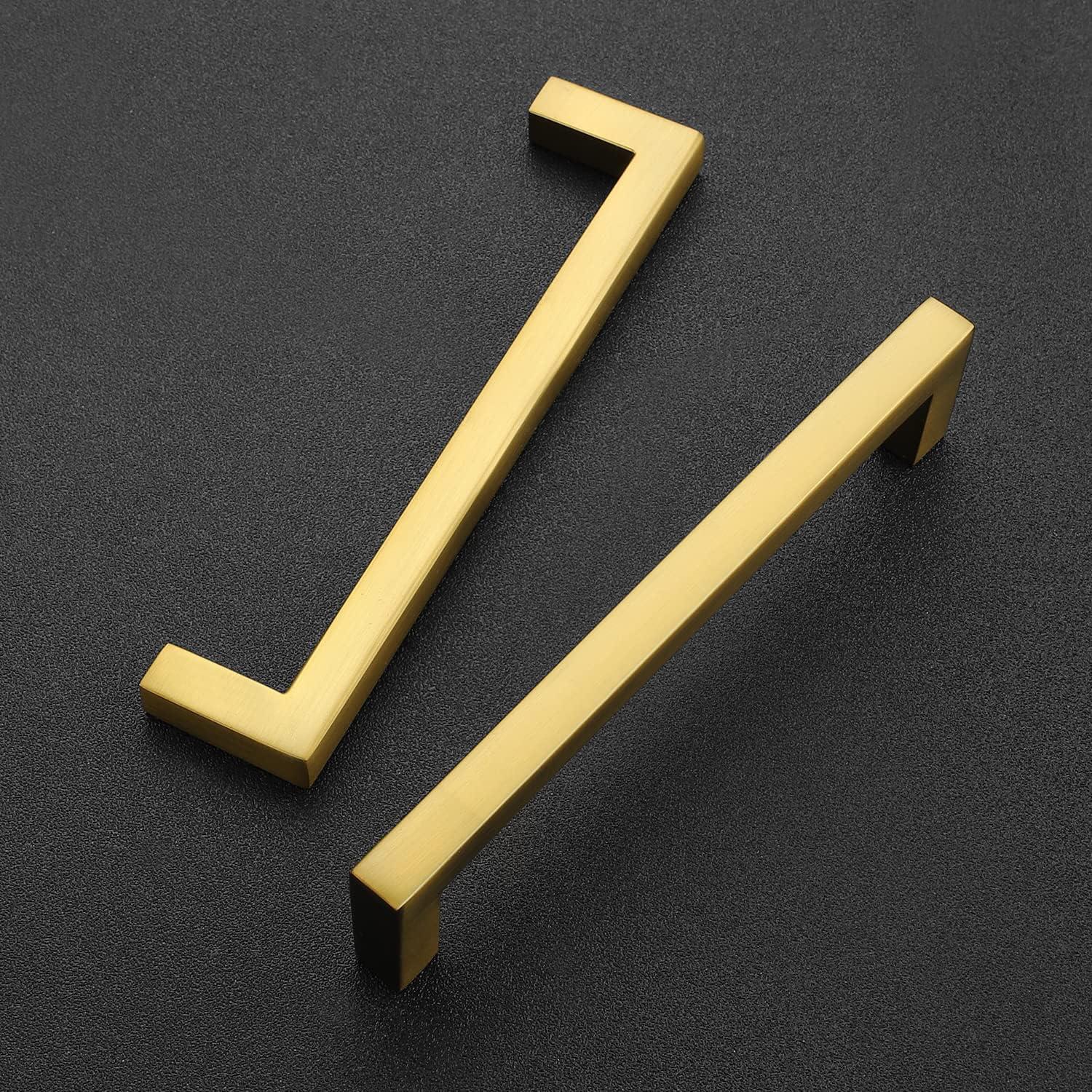Ravinte 30 Pack 5 Inch Stainless Steel Cabinet Handles Square Cabinet Pulls Brushed Brass Cabinet Hardware Kitchen Cabinet Drawer Pulls Come with Screwdriver