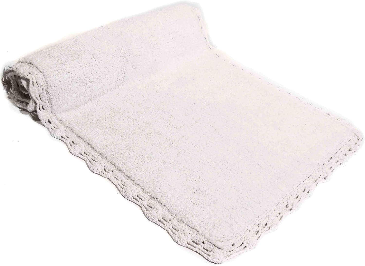 Provence Ivory Crochet 22"x60" Cotton Bath Runner