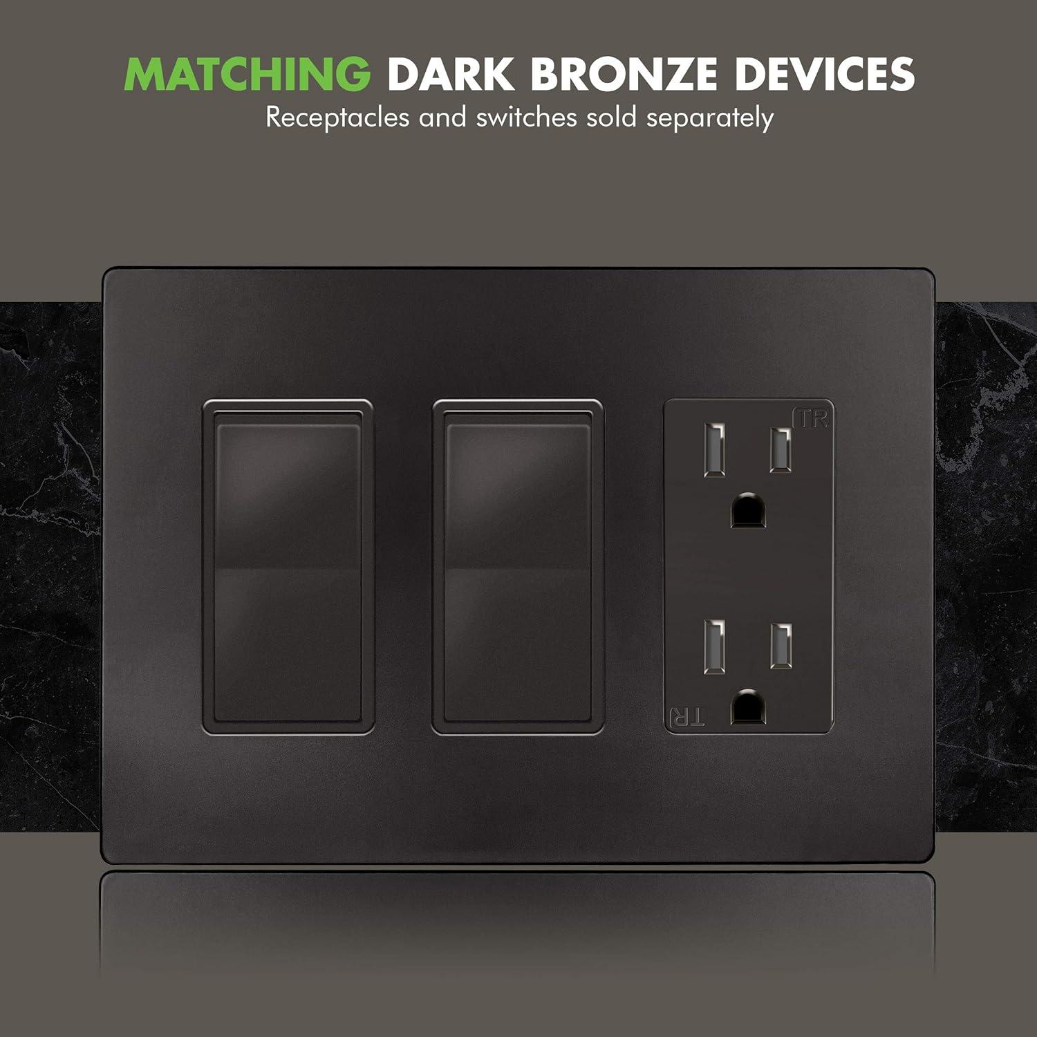 Dark Bronze 3-Gang Screwless Decorator Wall Plate