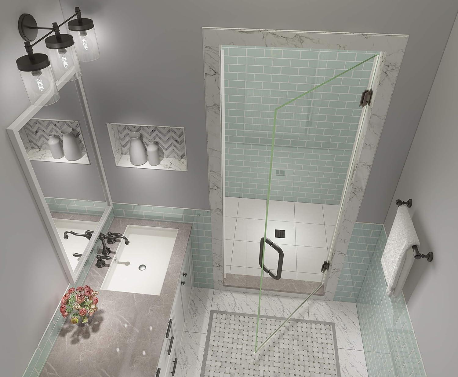 Aston SDR997EZ-NBR-35580 Kinkade XL 35.25" - 35.75" W x 80" H Hinged Frameless Shower Door