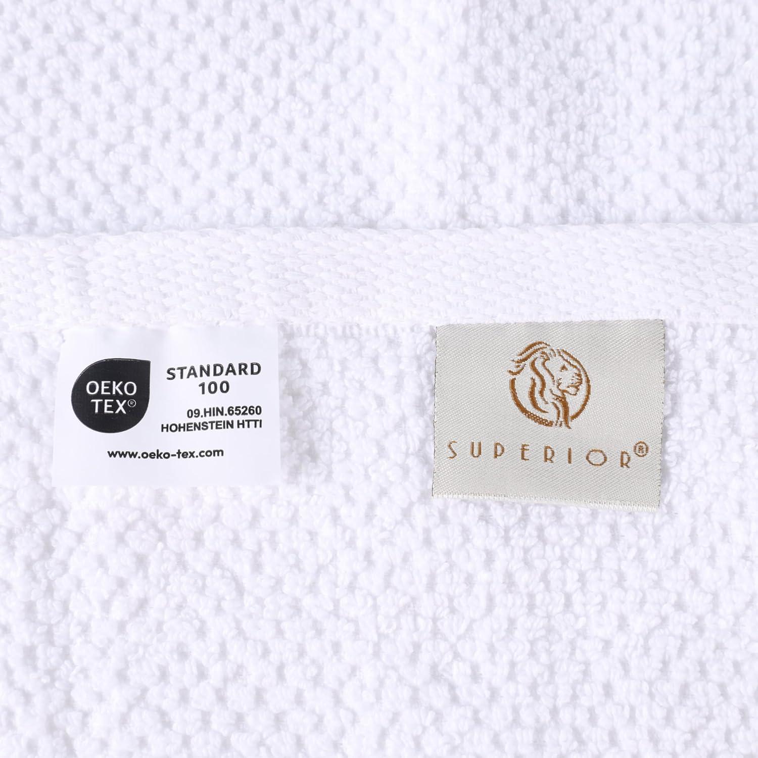 Superior Medallion Cotton Bath Towels Set, White and Emberglow, 3-Pack