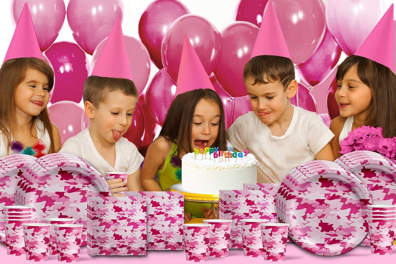 Pink Camo Birthday Party Supplies Set Plates Napkins Cups Tableware Kit for 16