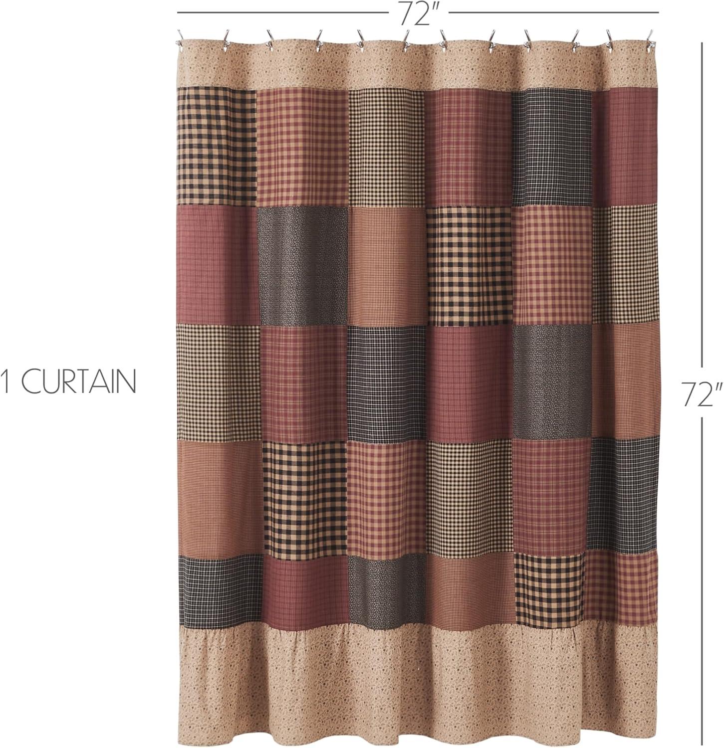 VHC Brands Maisie Patchwork Shower Curtain, Tan, 72x72