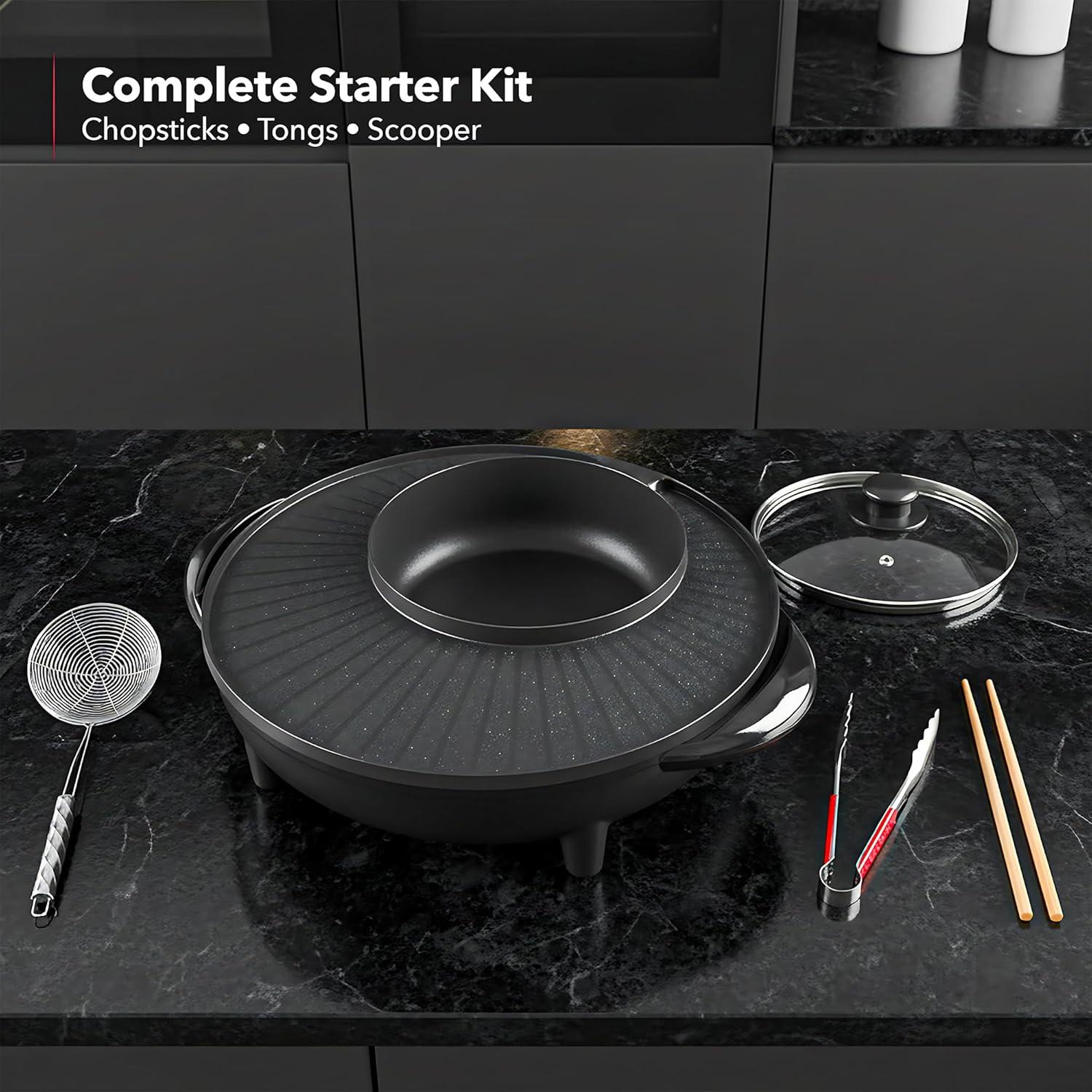 Ovente OVENTE 2-in-1 Hot Pot and Grill Combo
