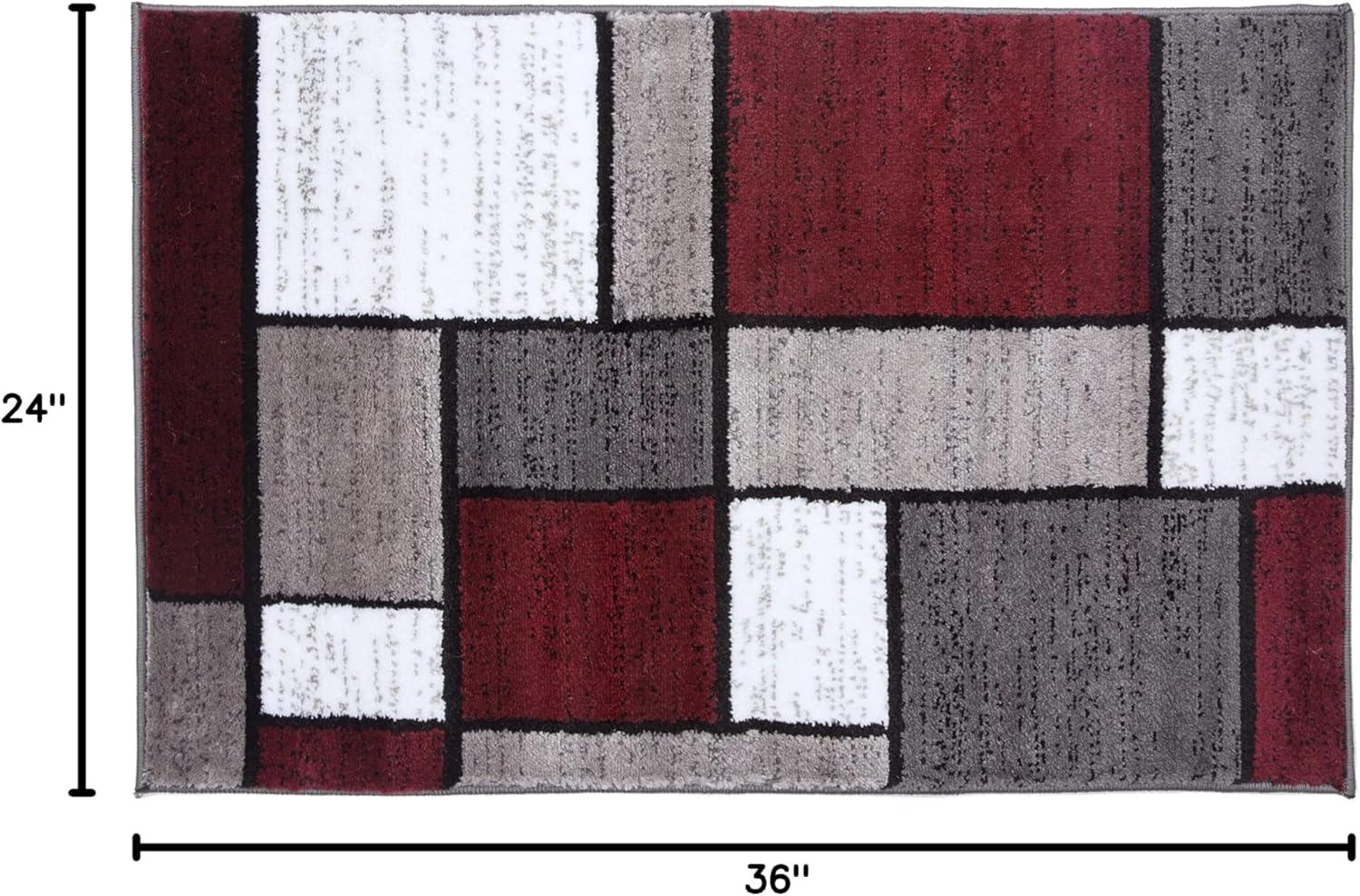World Rug Gallery Contemporary Modern Boxed Color Block Red 2'x3' Area Rug