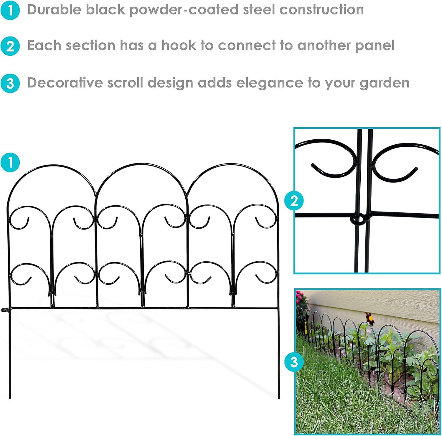SunnyDaze Decor Victorian 16" x 18" Black Iron Decorative Garden Fence Panels (Set of 5)