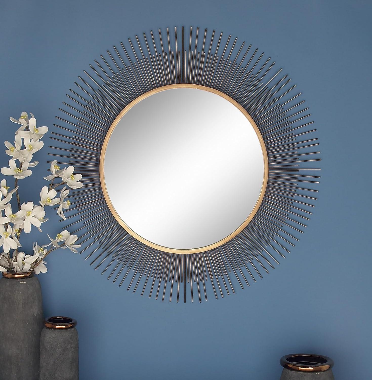 36" Metal Starburst Wall Mirror Gold - Olivia & May