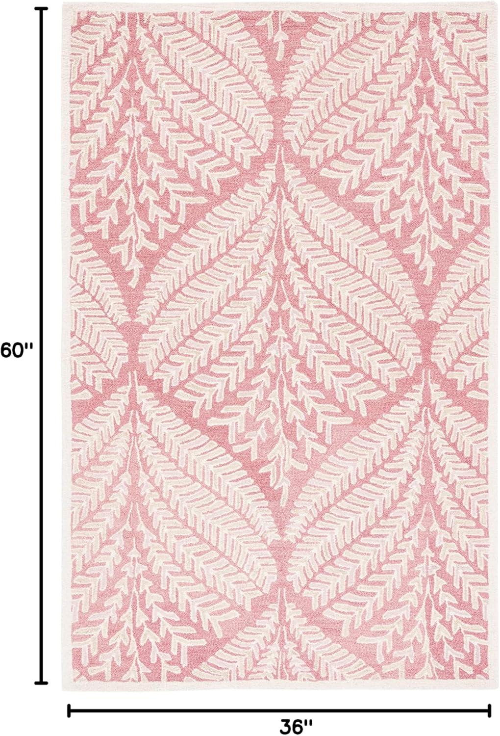 SAFAVIEH Capri Proinsias Leaves Wool Area Rug, Pink/Ivory, 3' x 5'