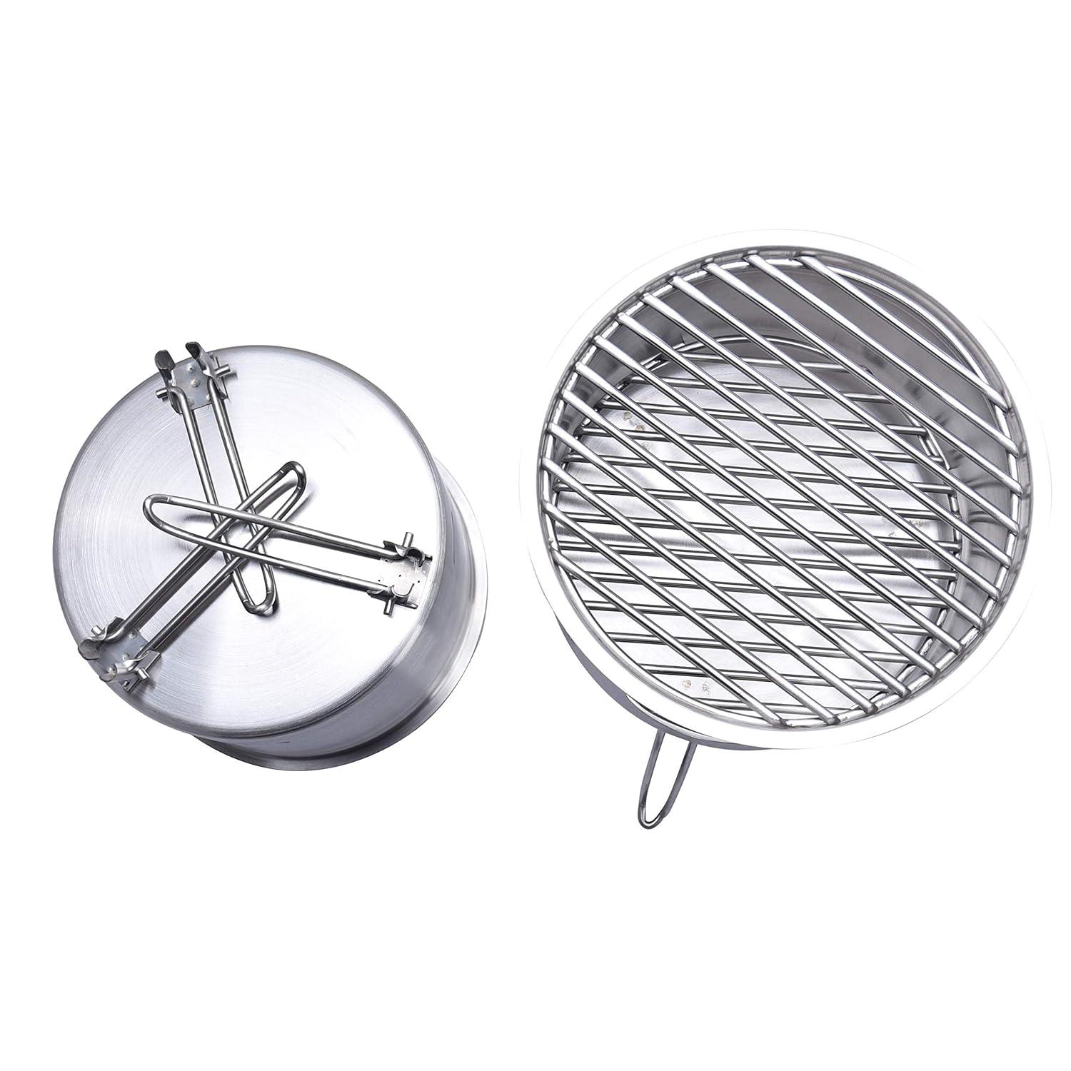 ARC USA BQ2026, Easy Carry Stainless Steel Camping Stove Backing Stove Portable Wood Burning Stoves for Picnic BBQ Camp Hiking with Grid