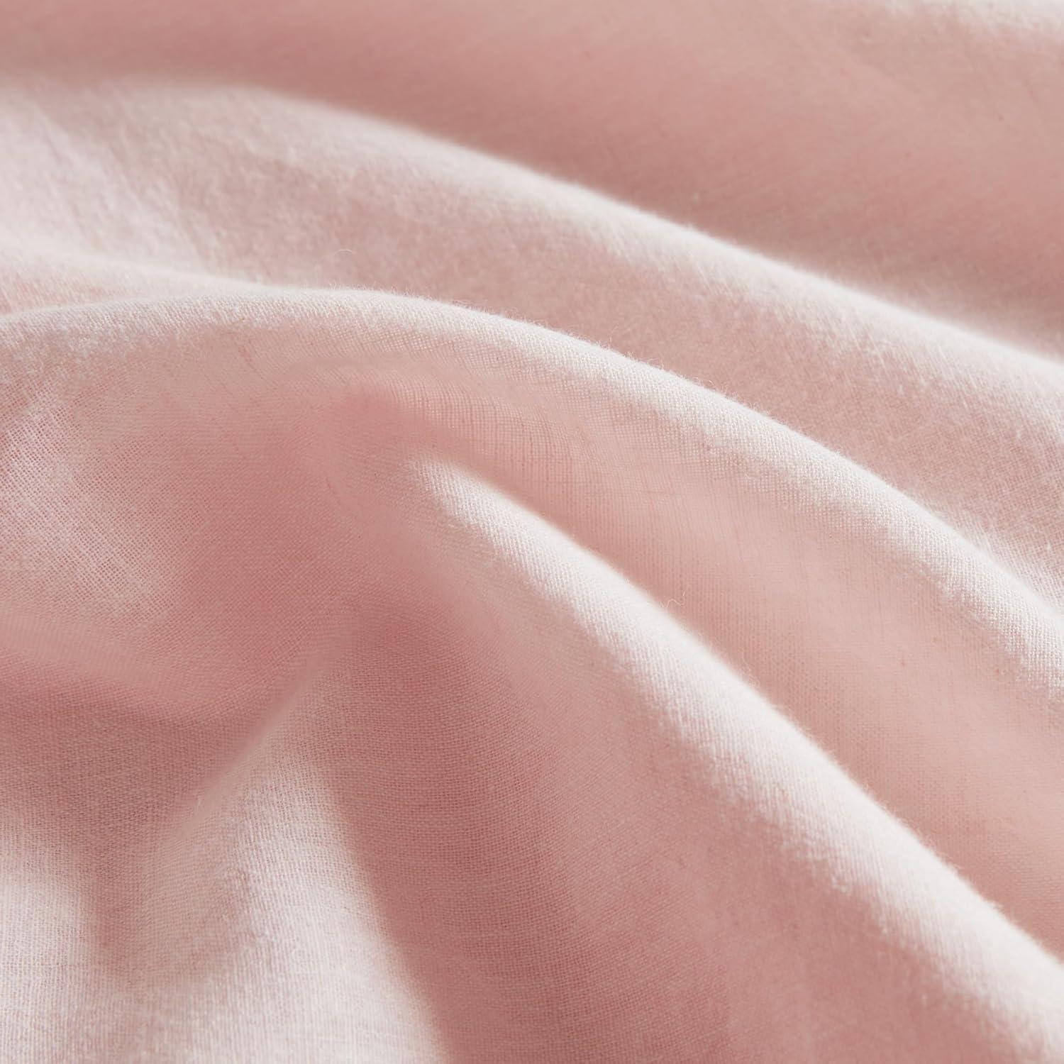 Hyde Lane Linen Duvet Cover Set King Size, 3Pcs Textured French Flax Linen Cotton Blend Bedding Set, Natural and Organic, Soft and Breathable, with 2 Pillow Shams, 104"x90", Pink