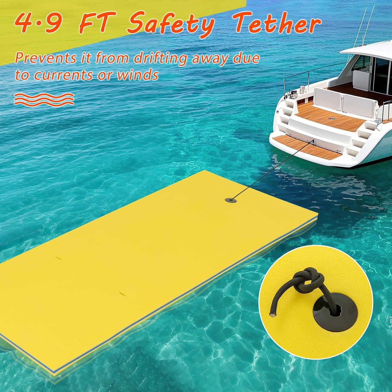 Costway 3-Layer Tear-Resistant Foam Floating Pad Island Water Sports Relaxing Yellow