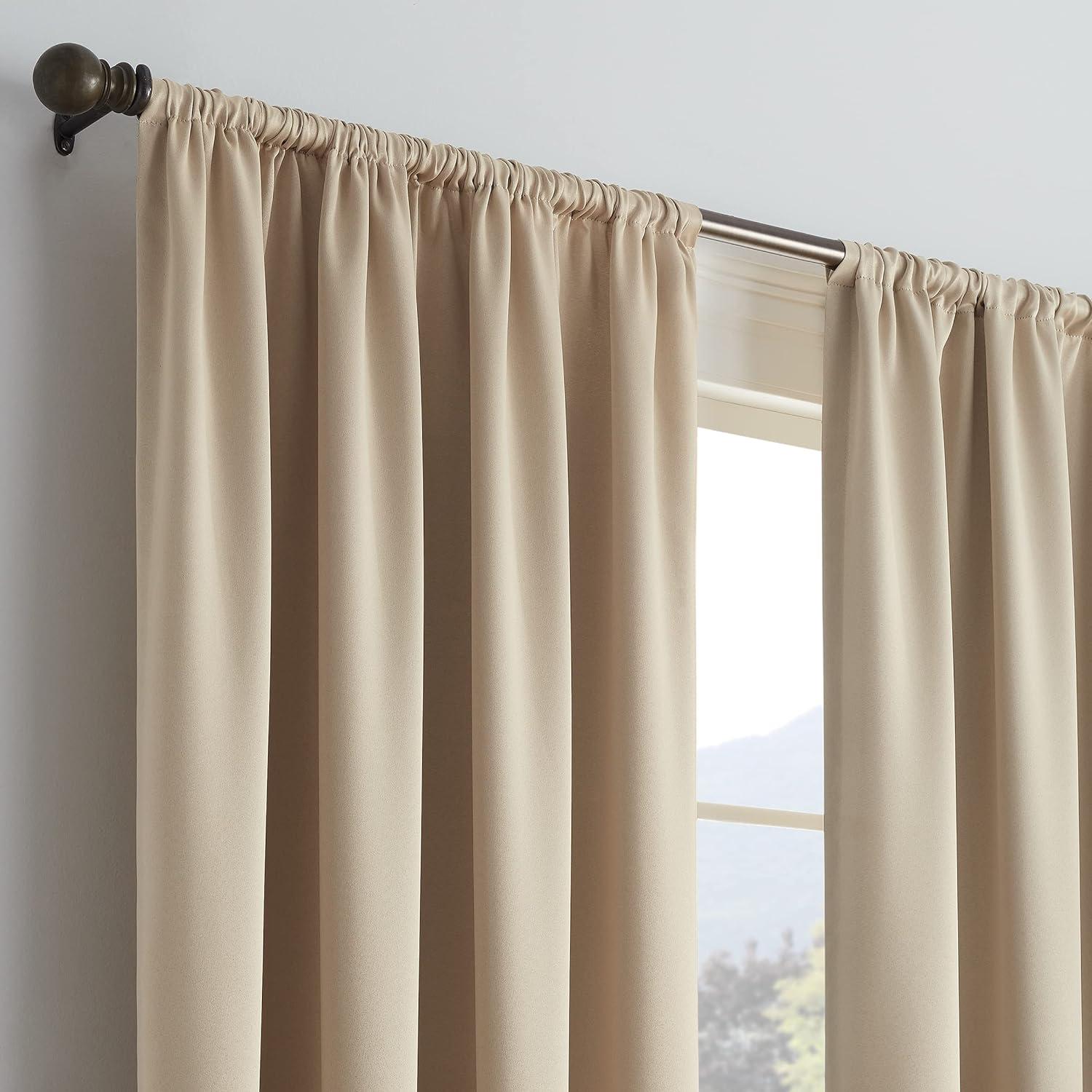 Taupe Blackout Polyester Rod Pocket Curtain Panel, 54" x 63"