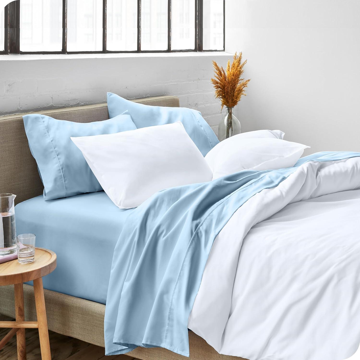 Light Blue Queen Deep Pocket Ultra-Soft Microfiber Sheet Set