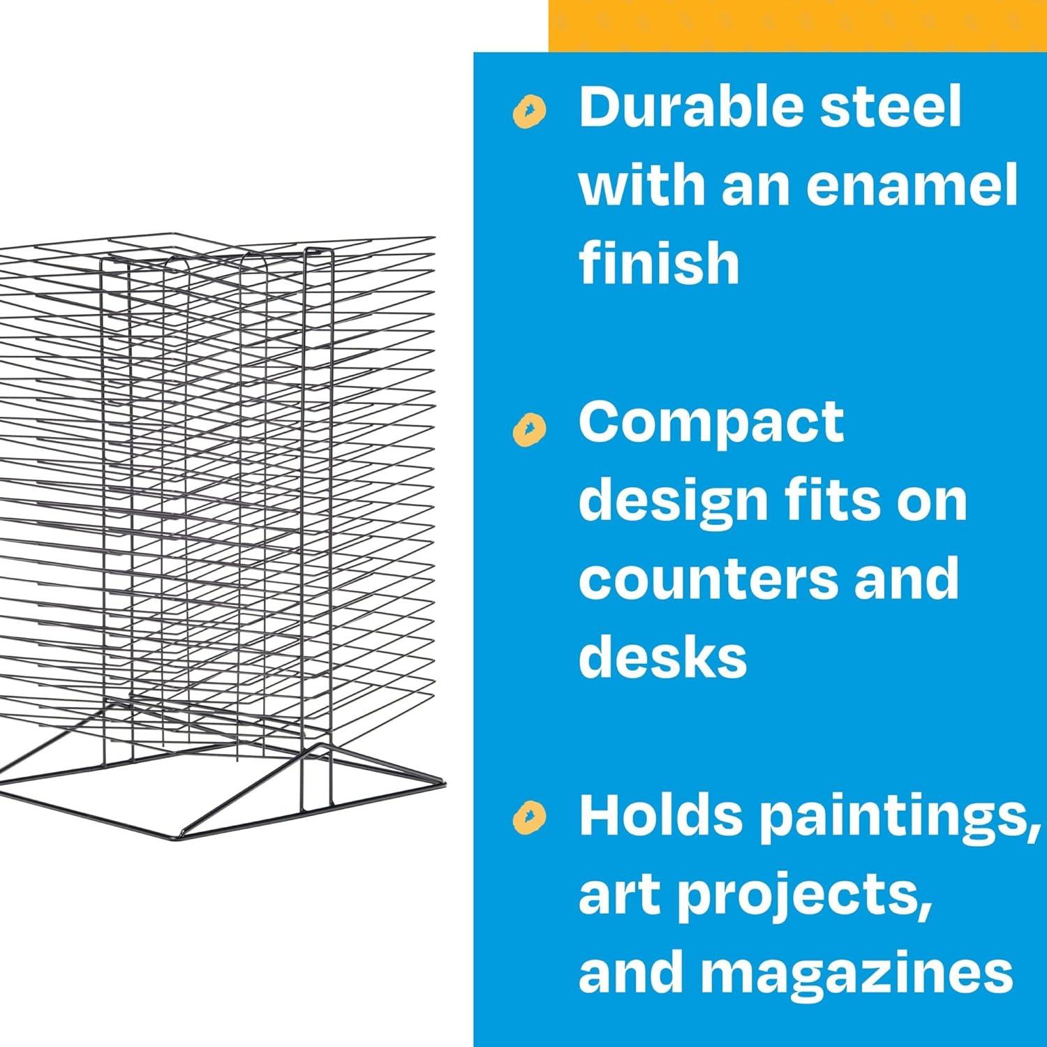 Sax All-Steel Double Sided Wire Drying Rack for Arts and Crafts and Storage, Black, 50 Shelves, 17-1/2 x 20 x 30-3/4 Inches