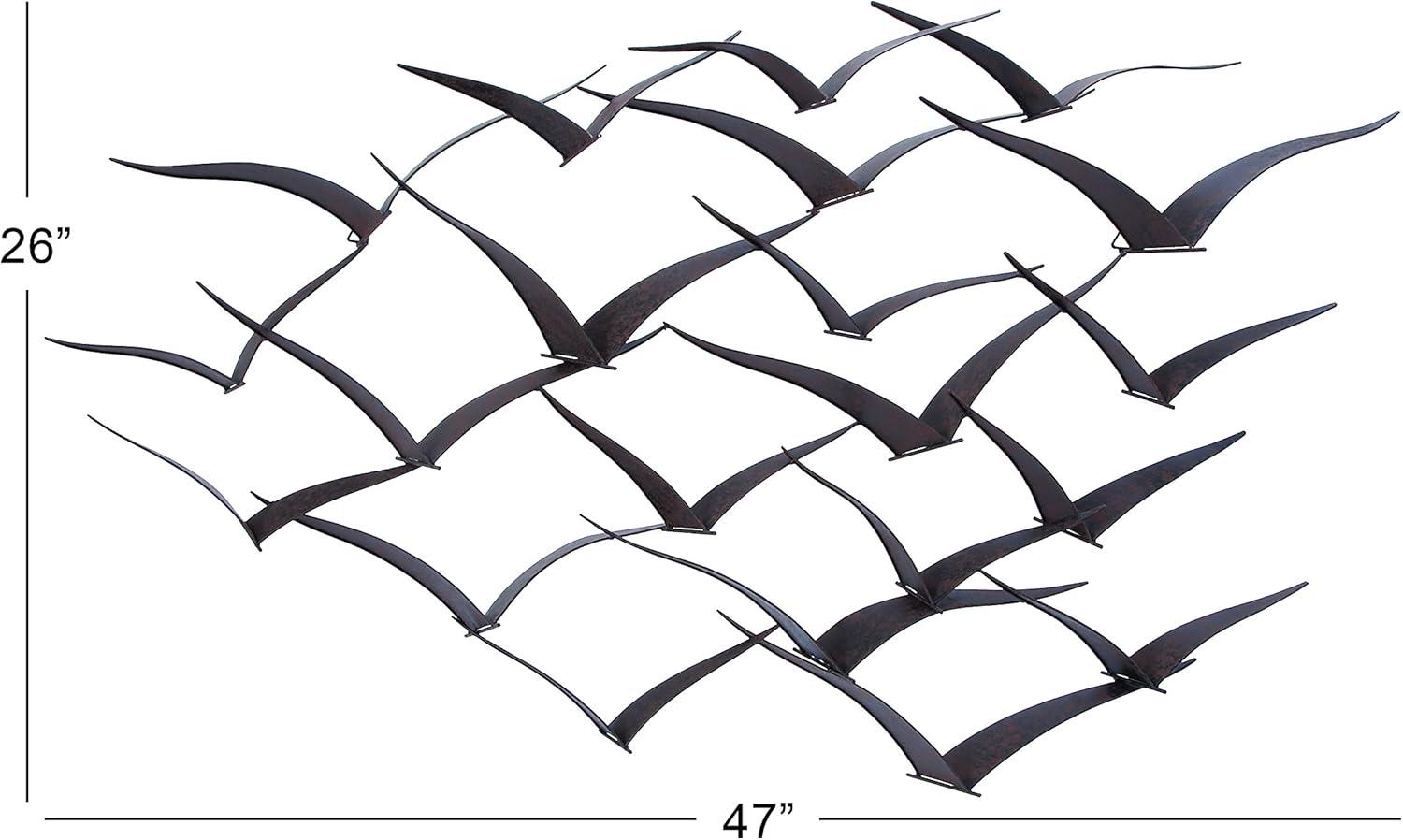 DecMode Black Metal Sleek Flying Flock Of Bird Wall Decor