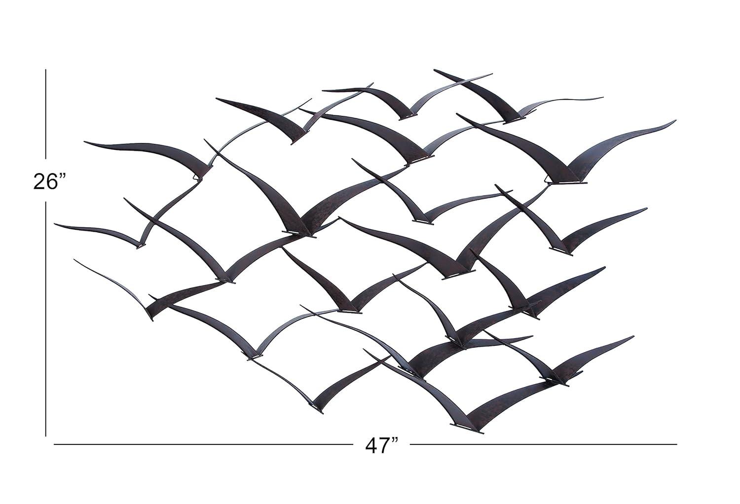 DecMode Black Metal Sleek Flying Bird Wall Decor