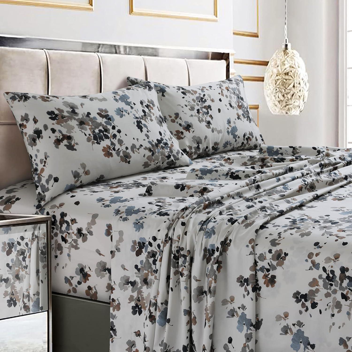 Tribeca Living Tribeca Living Printed 300 Thread Count Sheets 100% Cotton Floral Sheet Set
