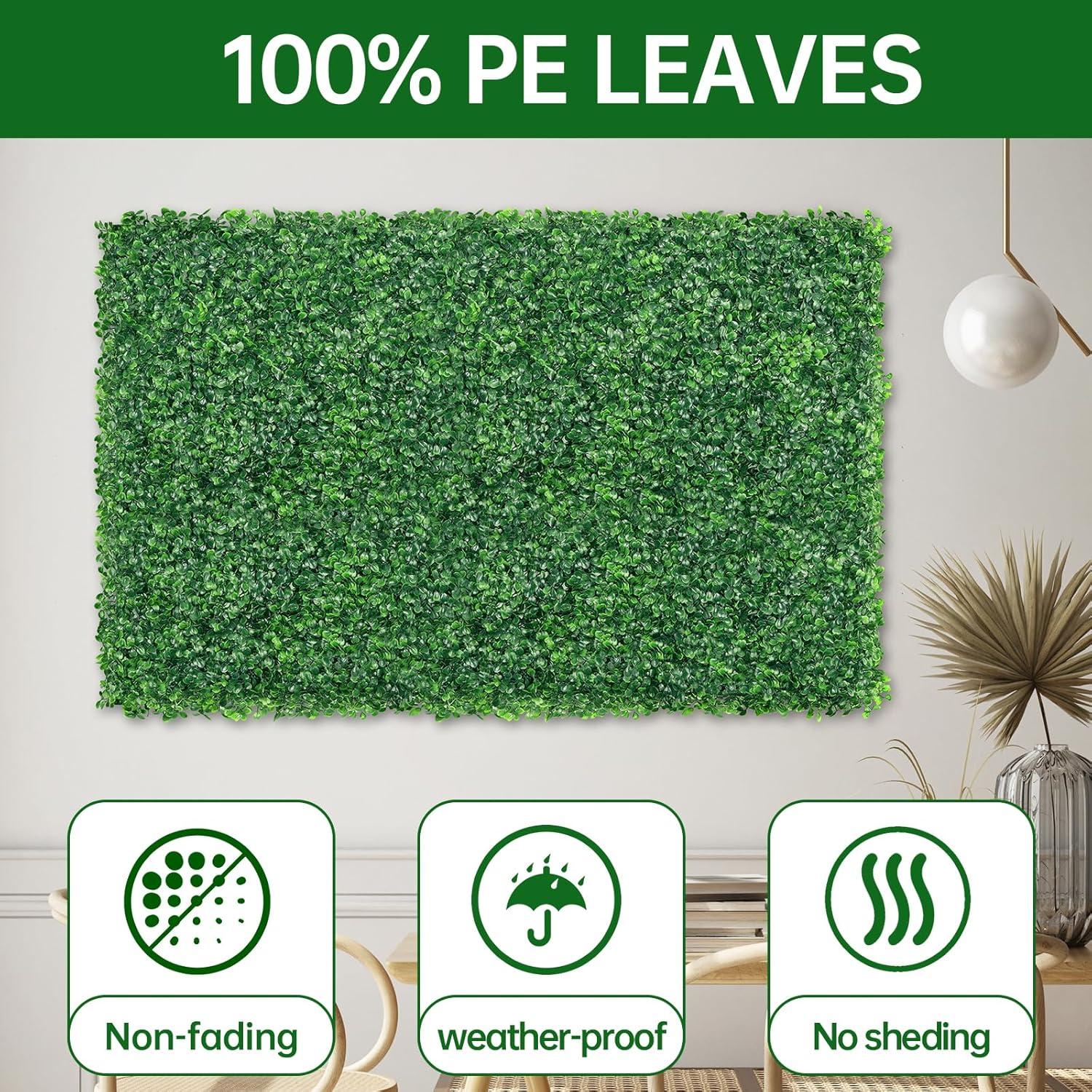 Primrue 12PCS 16" X 24" Artificial Boxwood Panels,Boxwood Hedge Wall Panels,Artificial Grass Backdrop Wall 1.6", Privacy Hedge Screen UV Protected For Outdoor Indoor Garden Fence Backyard