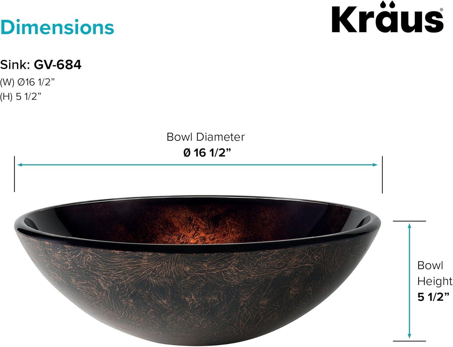 Copper Glass Circular Vessel Bathroom Sink