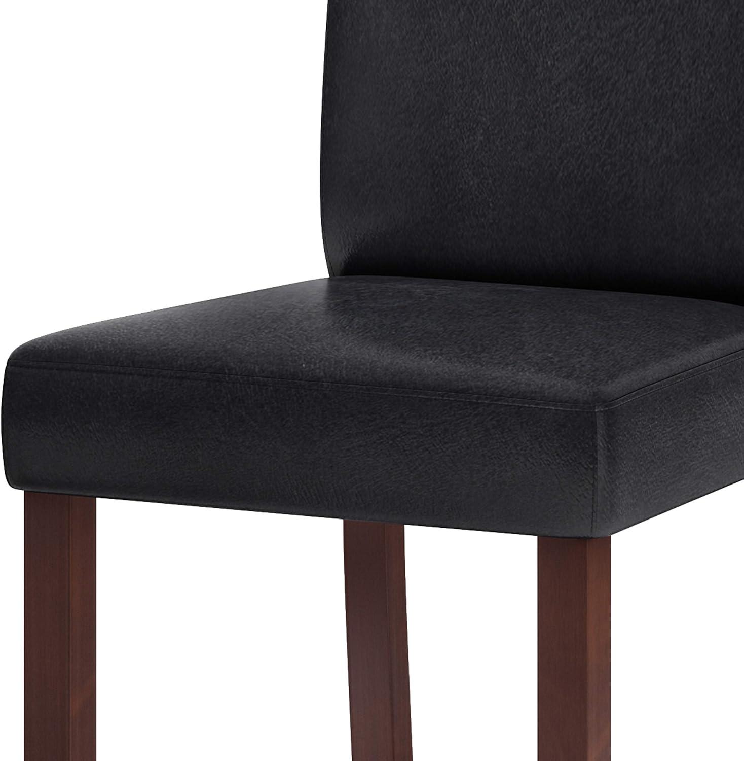 Distressed Black Faux Leather Upholstered Parsons Side Chair