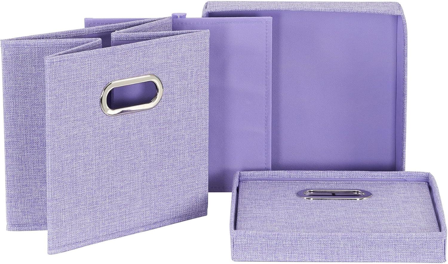 Household Essentials Heather KD Cube Set, 2pk, Collapsible Linen, Iris