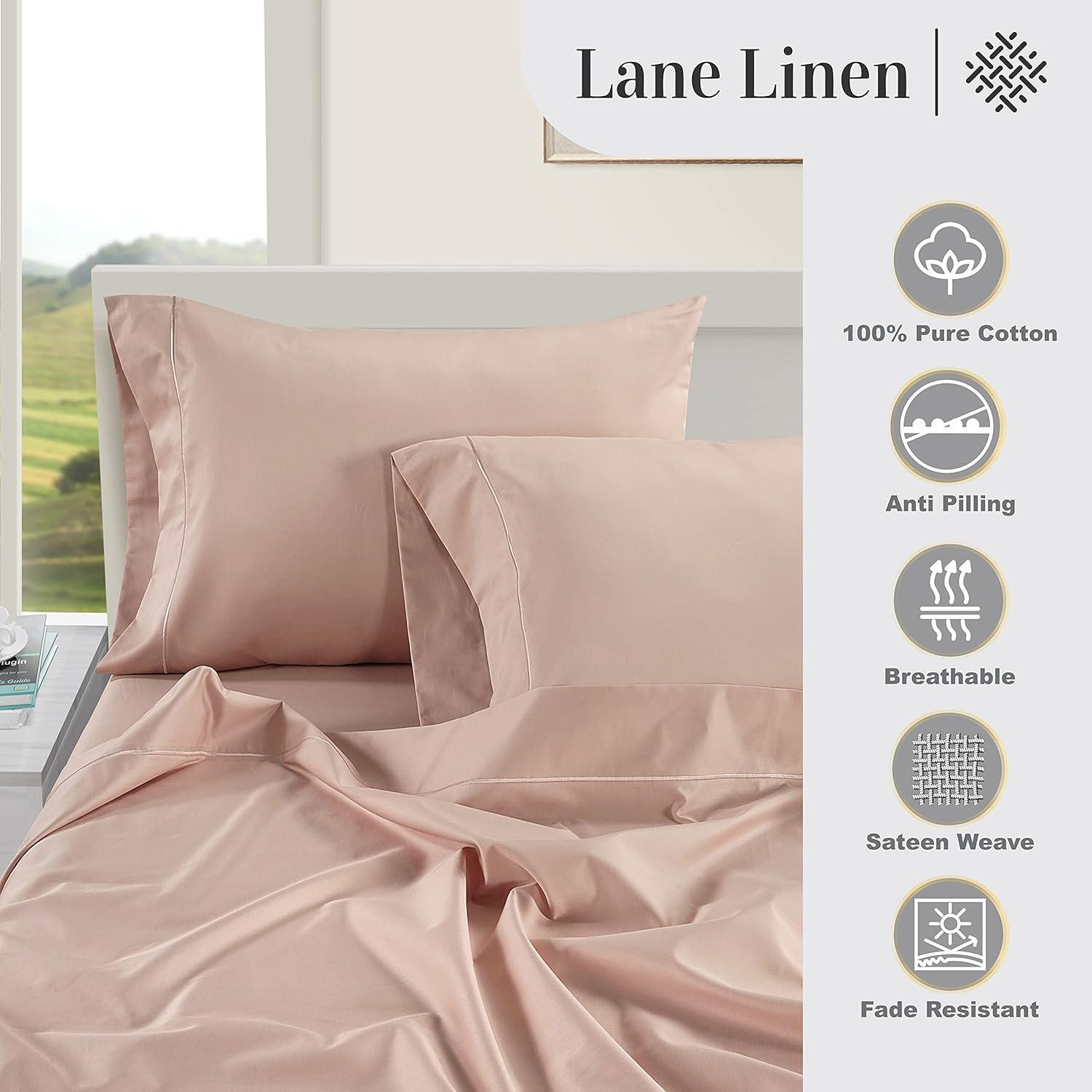 LANE LINEN Luxury 100% Egyptian Cotton Bed Sheets King Size, Fully Elasticized Reinforced 16 Inch Extra Deep Pocket King Sheets, Soft & Comfy Sateen Weave for Silky Finish-Sepia Rose