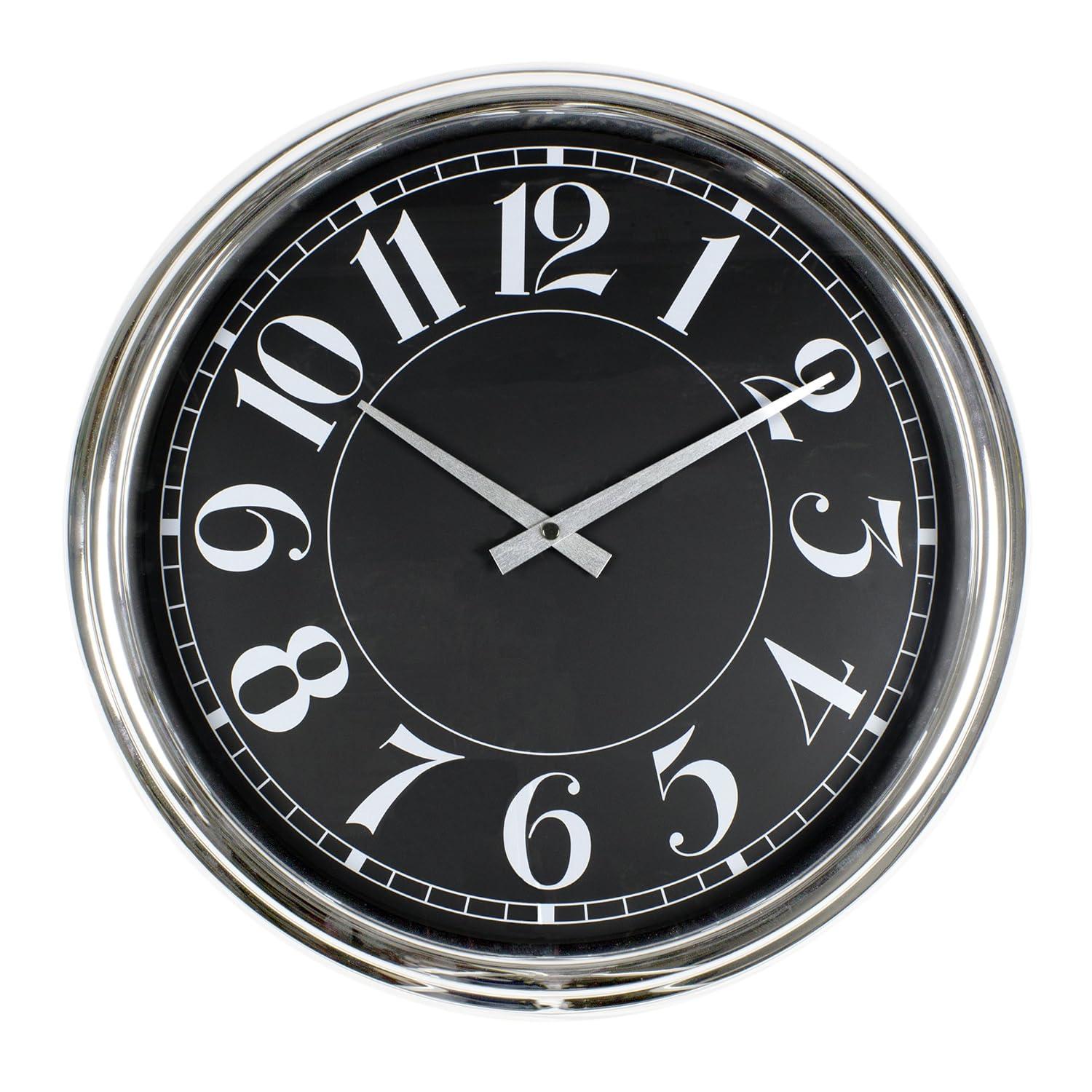 Poolmaster 16 Inch Indoor Outdoor Mod Patio Garden Wall Decorative Clock, Black