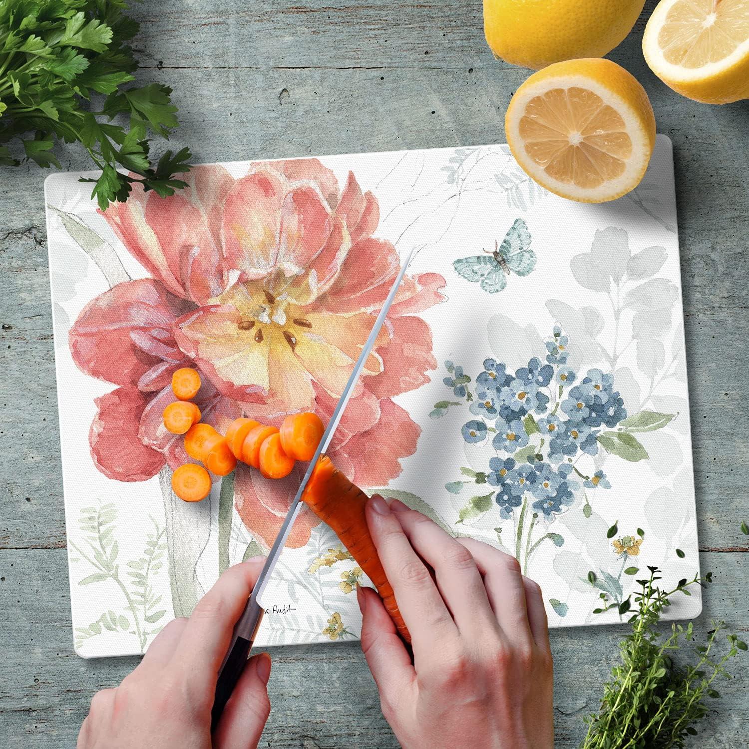 CounterArt Spring Meadow Tempered Glass Cutting Board