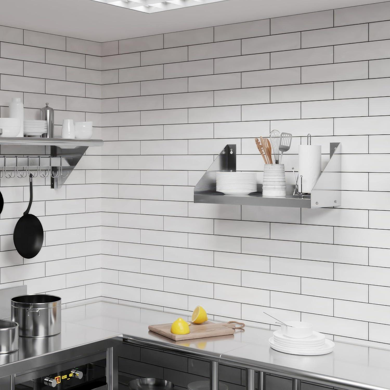 24" Stainless Steel Wall Shelf with Side Guards