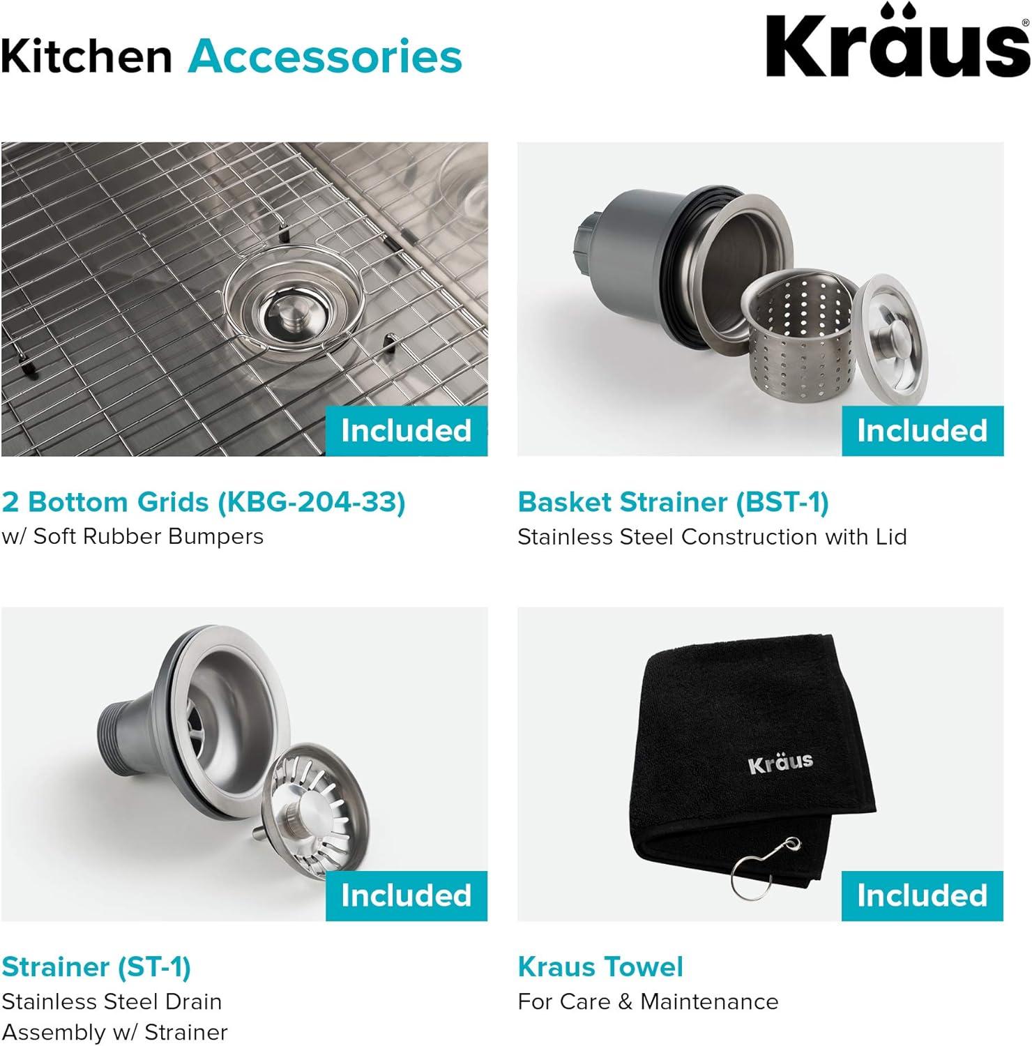 KRAUS Standart Pro Apron Front Farmhouse 16 Gauge Single Bowl Stainless Steel Kitchen Sink