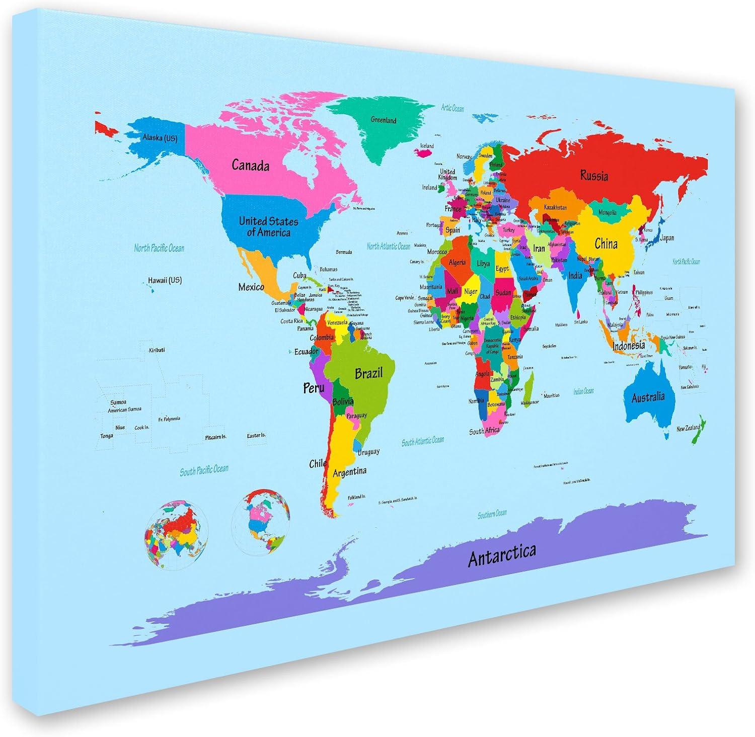 Michael Tompsett Childrens World Map Outdoor Canvas Art