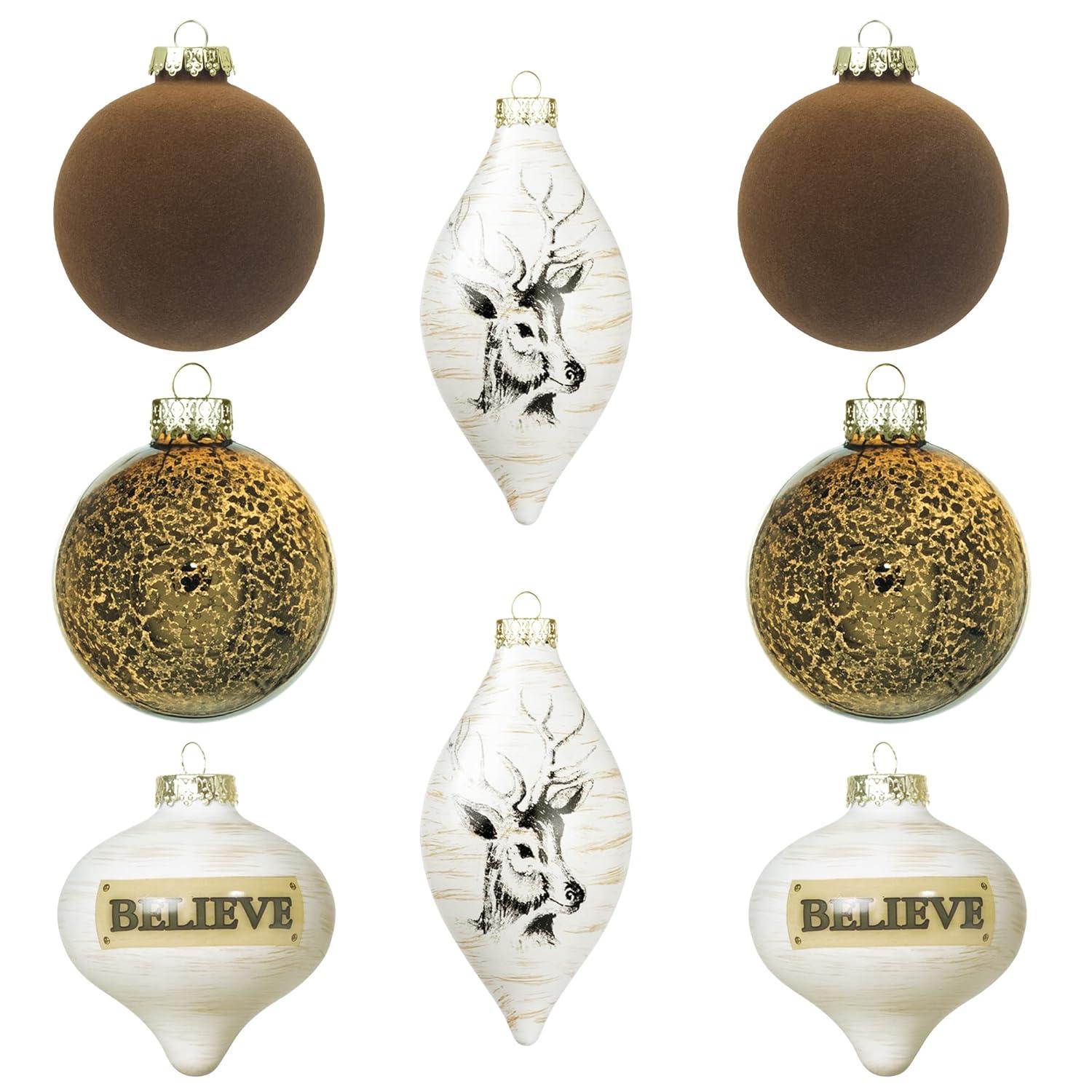 KI Store Mercury Glass Christmas Ornaments Set of 8 Pink Christmas Balls Finials for Christmas Tree Decoration Holiday Décor